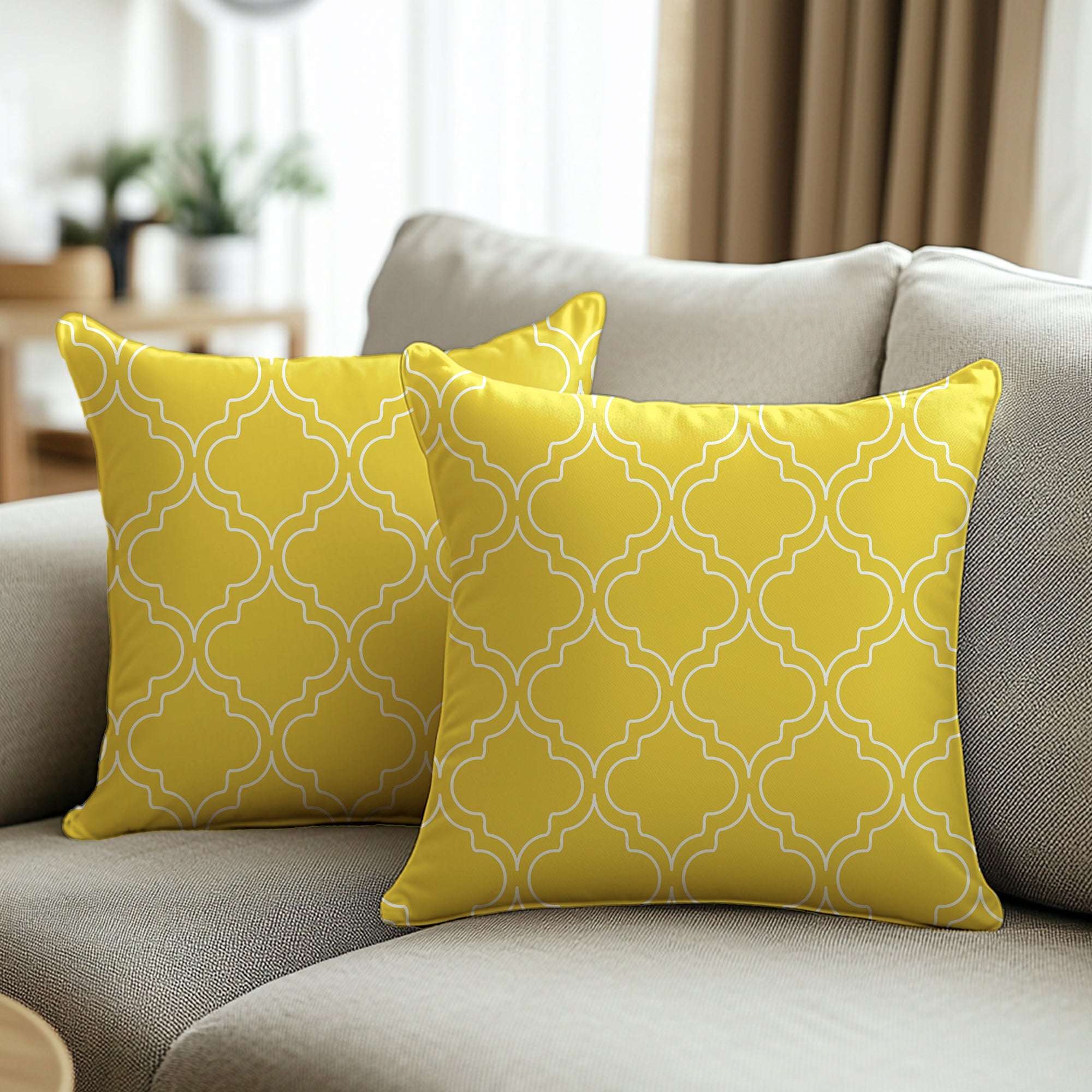 Micro Yellow Trellis Cushion Cover