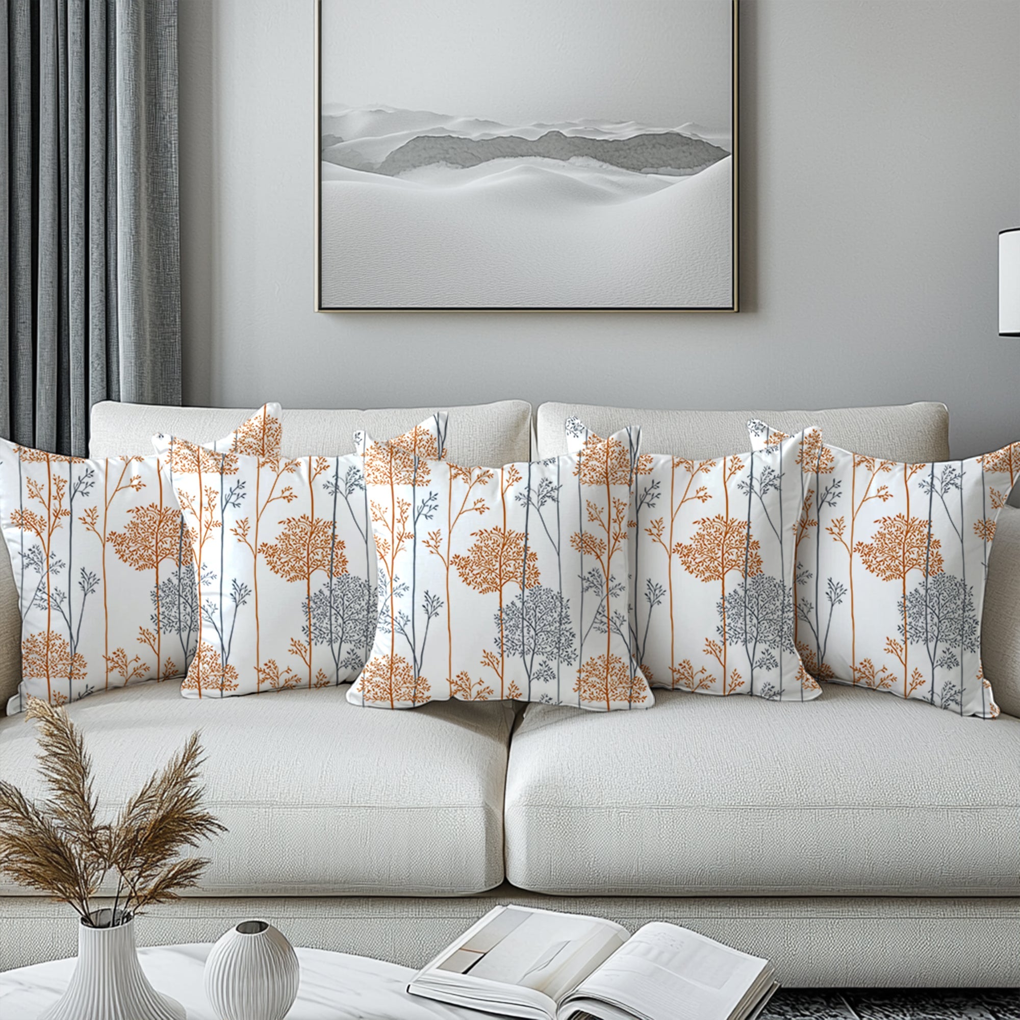 Micro Orange Branches Cushion Cover