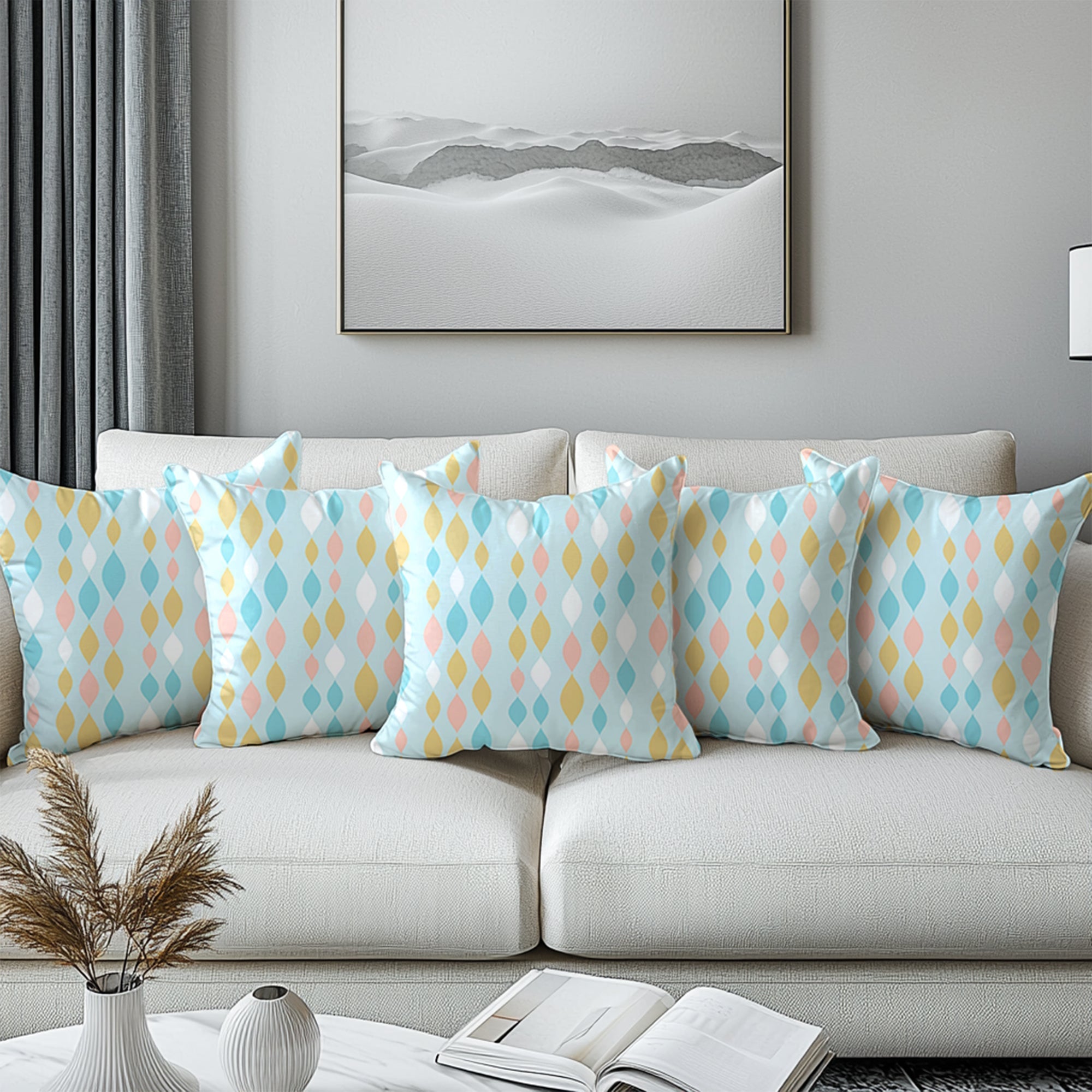 Micro Teardrops Turq Cushion Cover