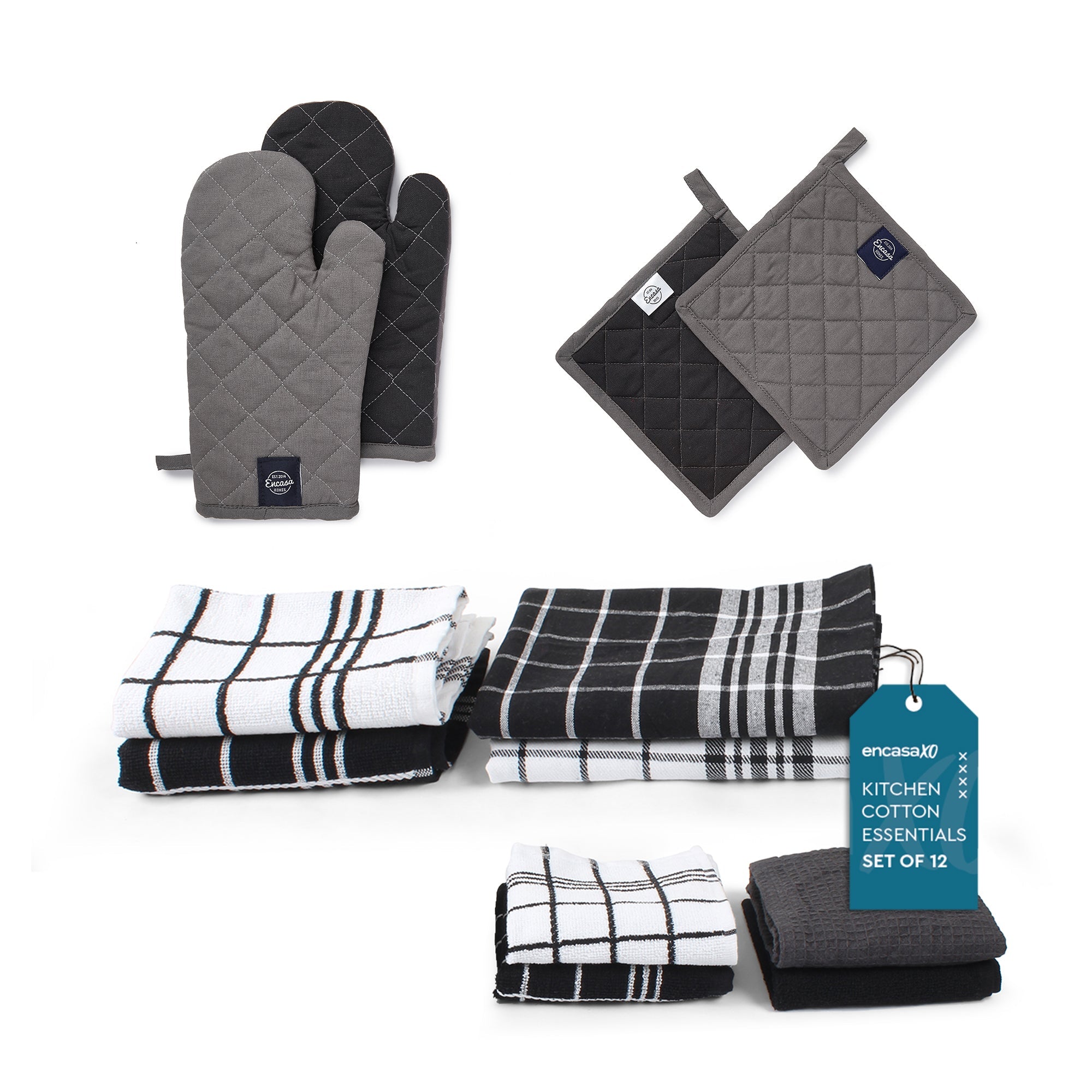 Cotton Grey Combo Kitchen Set (Pack of 12)