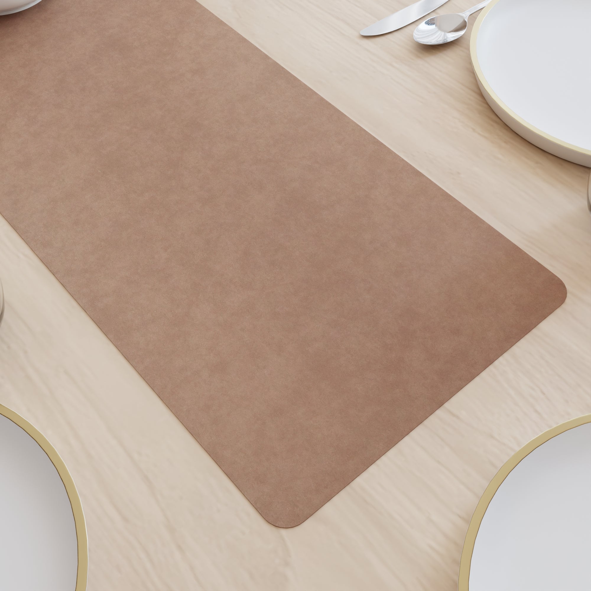 2 Sided Leather Taupe Table Runner (Pack of 1)