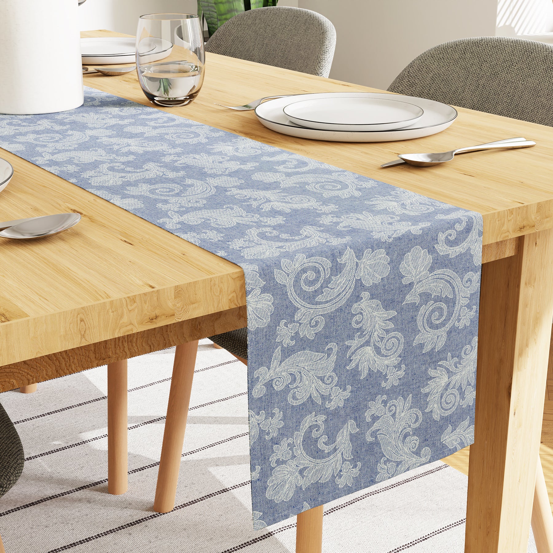 Cotton Blue Table Runner (Pack of 1)