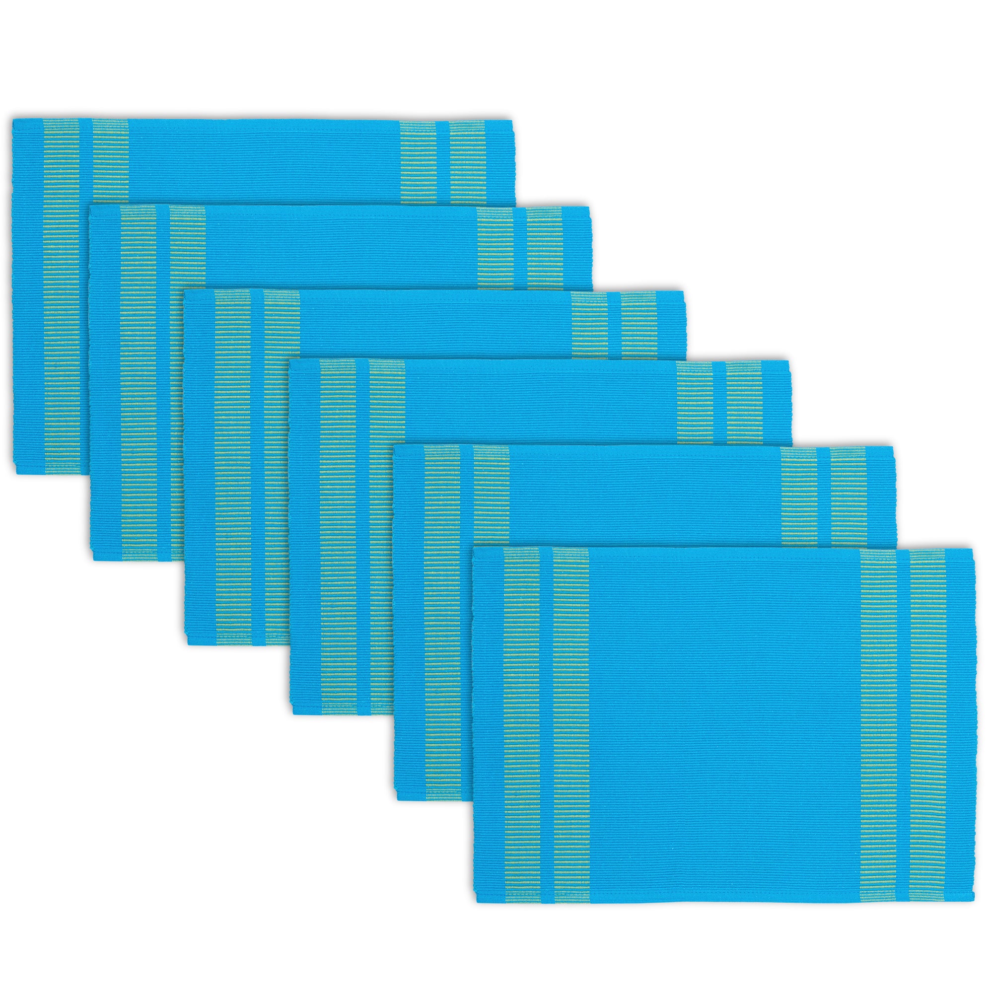 Ribbed Cotton Ladder Turq Blue Placemat (Pack of 6)