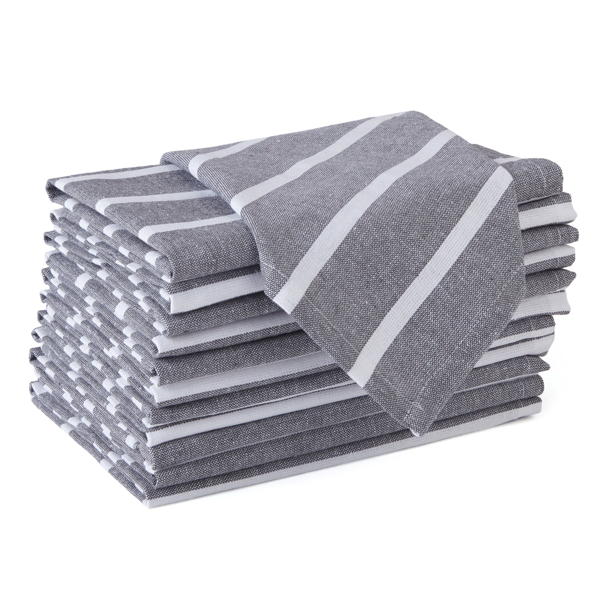 Cotton Roma Grey Stripes Table Napkins (Pack of 12)