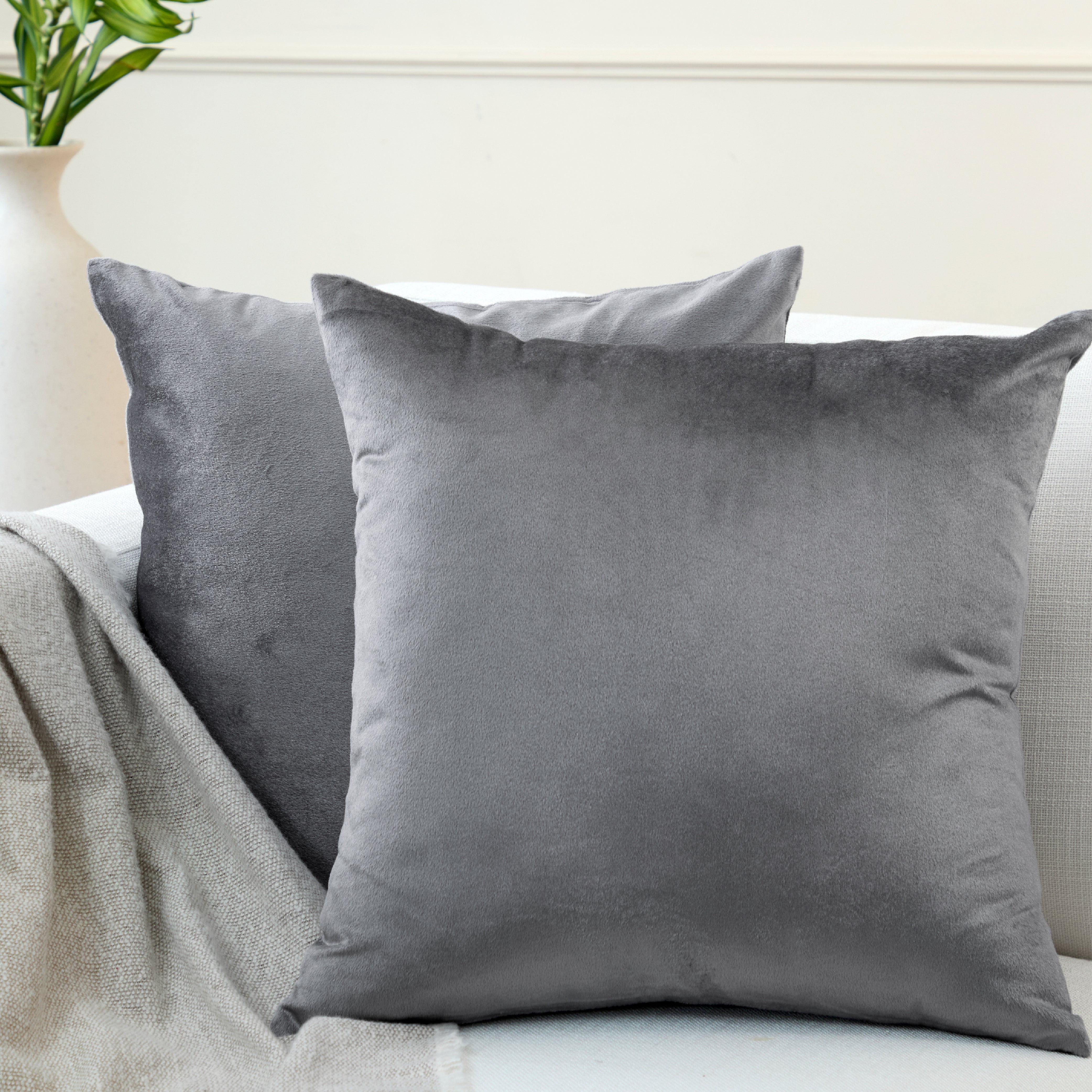 Velvet Grey Cushion Cover (Pack of 2)