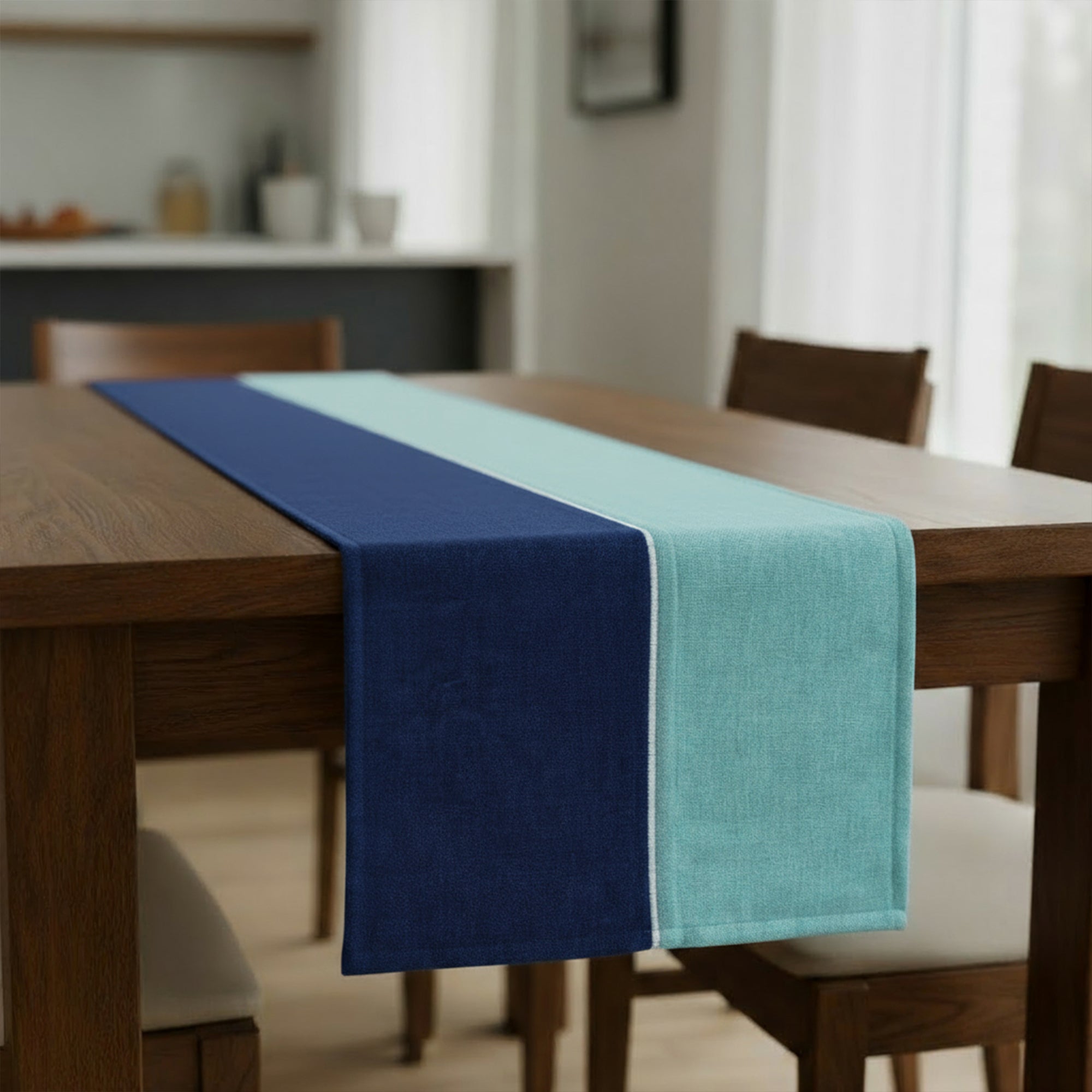 Cotton Turq & Royal Blue Table Runner (Pack of 1)