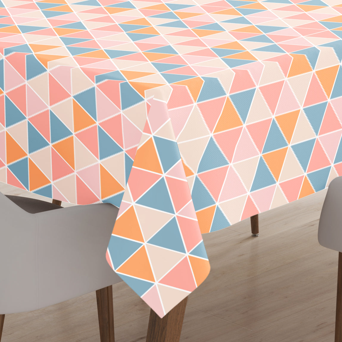 Polyester Big Triangles Apricot Table Cloth (Pack of 1)