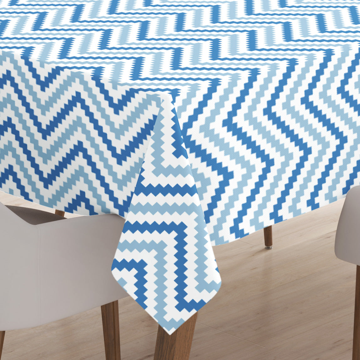Polyester Chevron 1 Blue Table Cloth (Pack of 1)