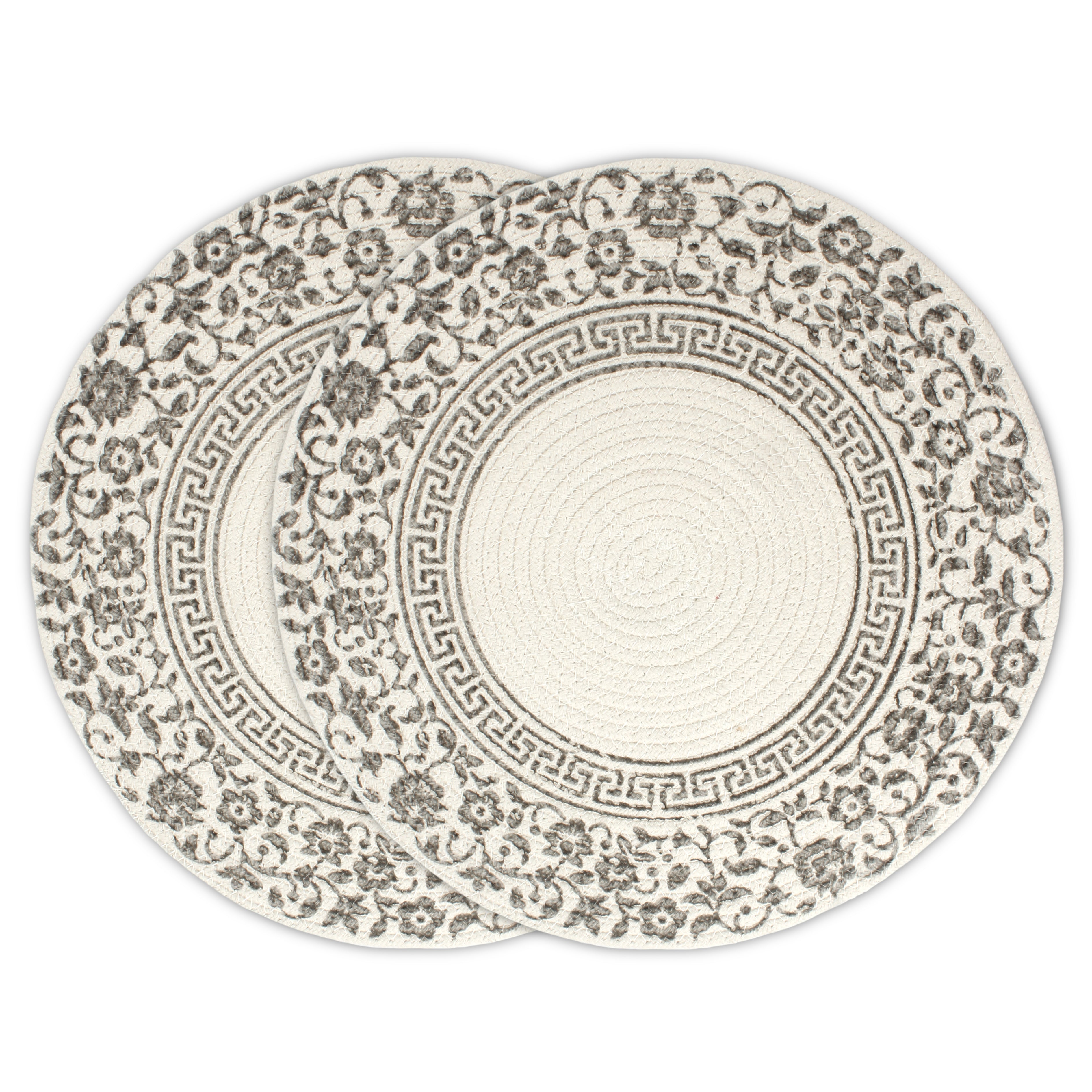 Cotton Printed Grey Placemat (Pack of 2)
