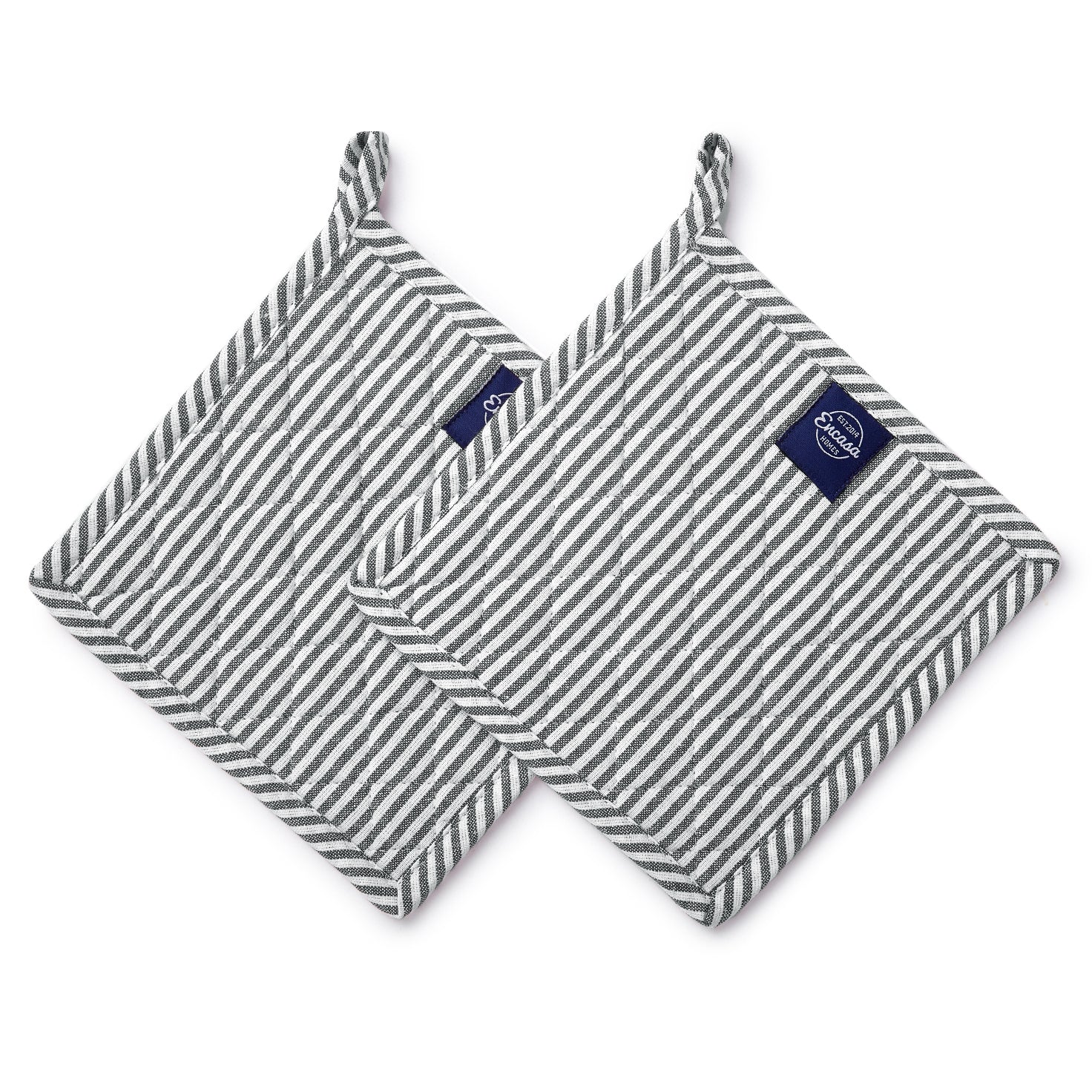 Cotton Ticking Black Pot Holders (Pack of 2)