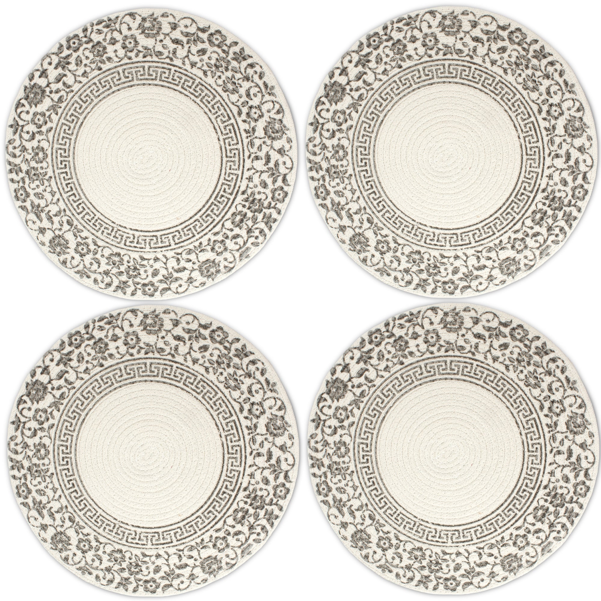 Cotton Printed Grey Placemat (Pack of 4)