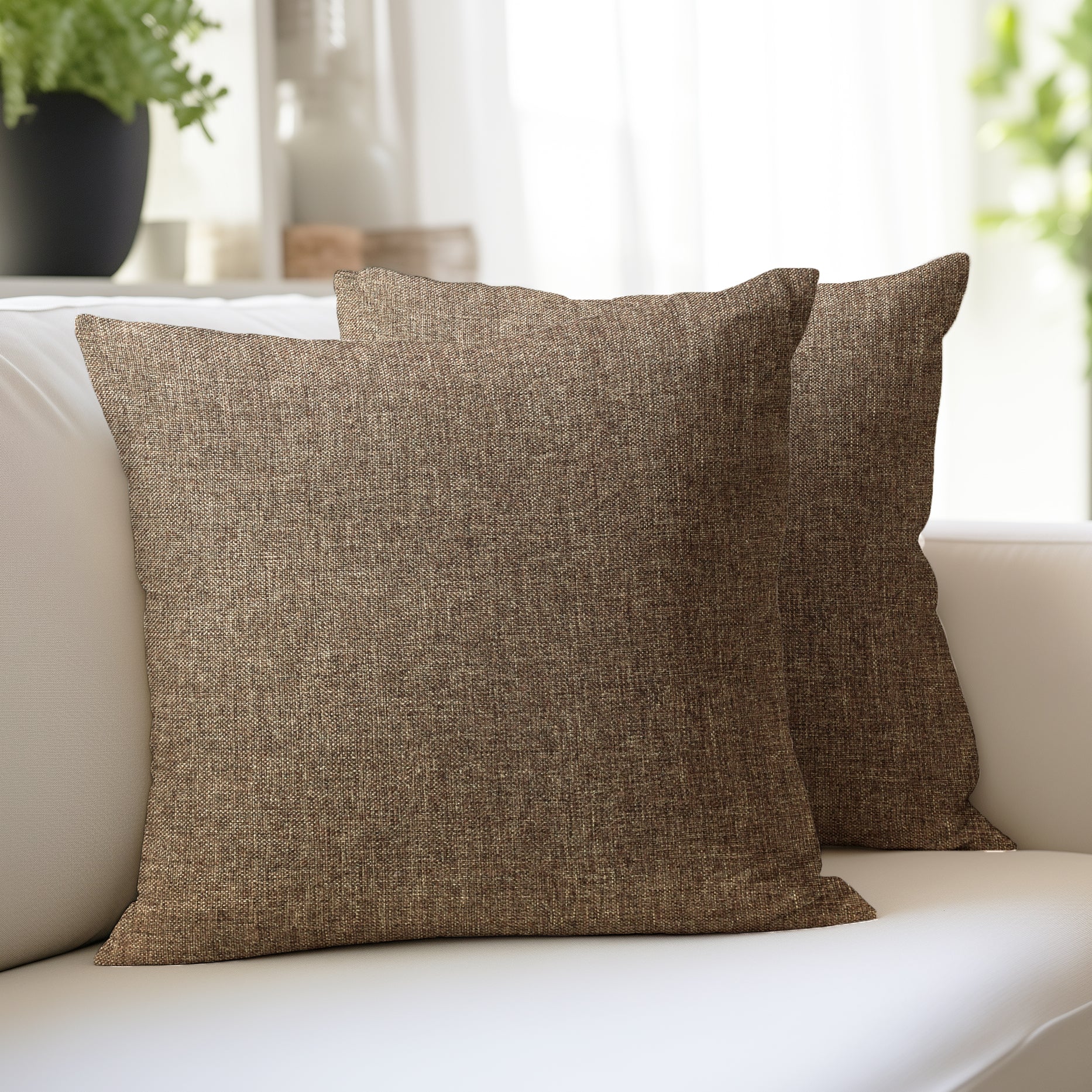 Jute Cherry Coffee Cushion Cover (Pack of 2)