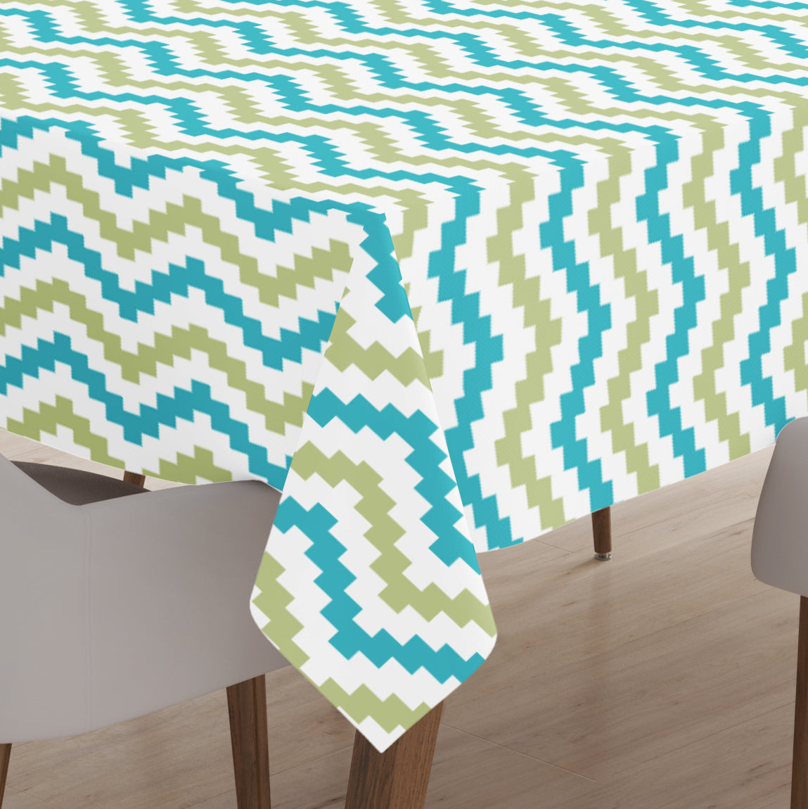 Polyester Chevron Green Table Cloth (Pack of 1)