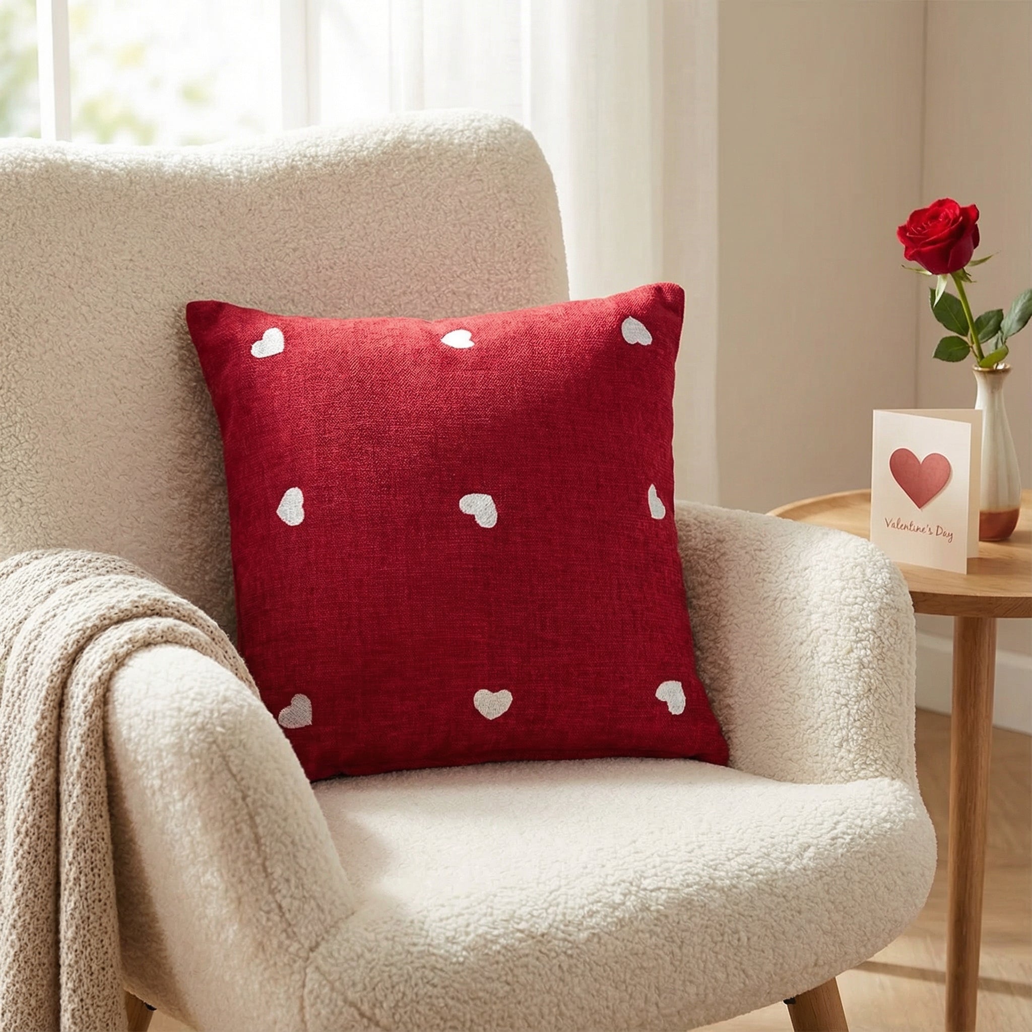 Red Heart - Natural Cushion Cover