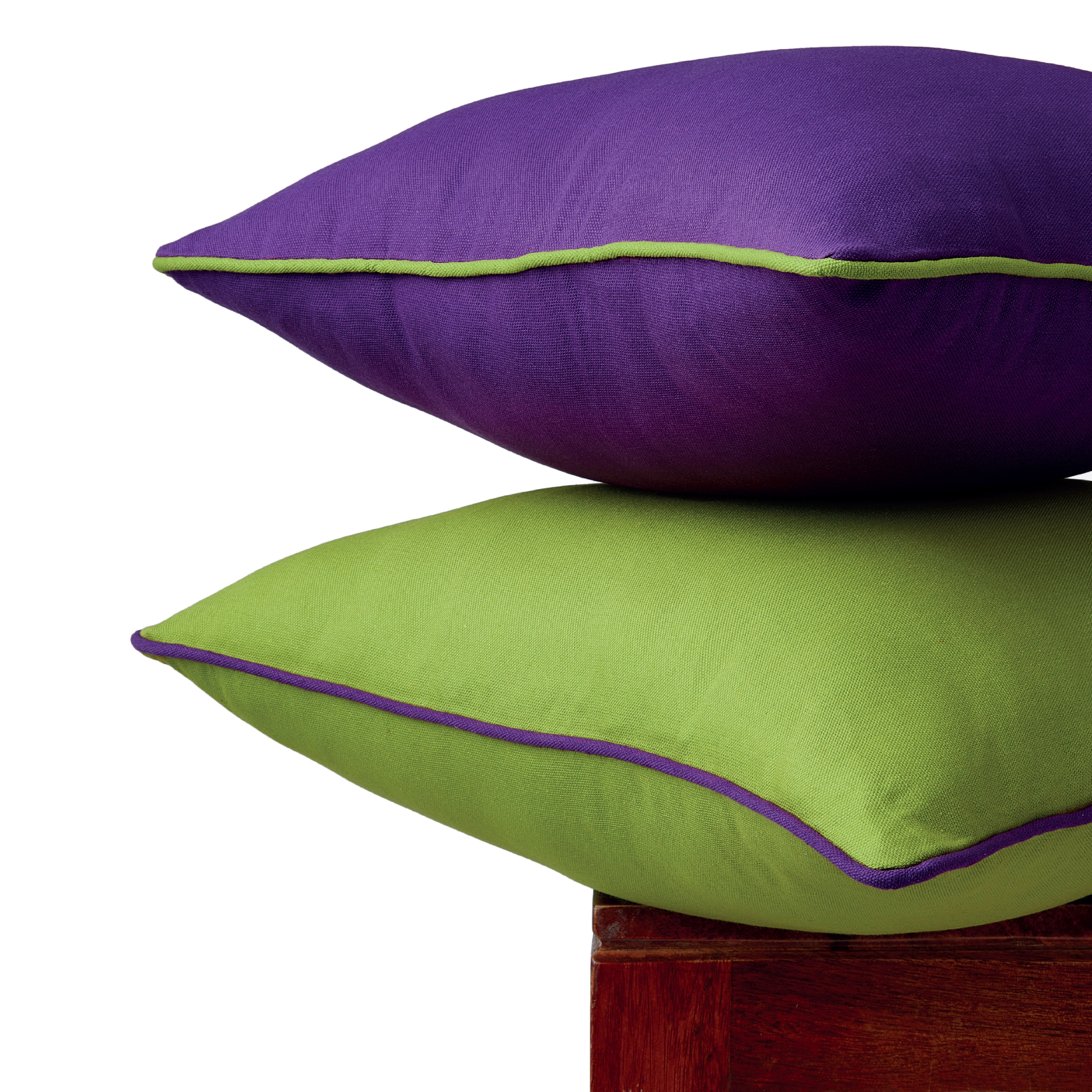 Cotton Lime Green with purple Cushion Cover (Pack of 2)