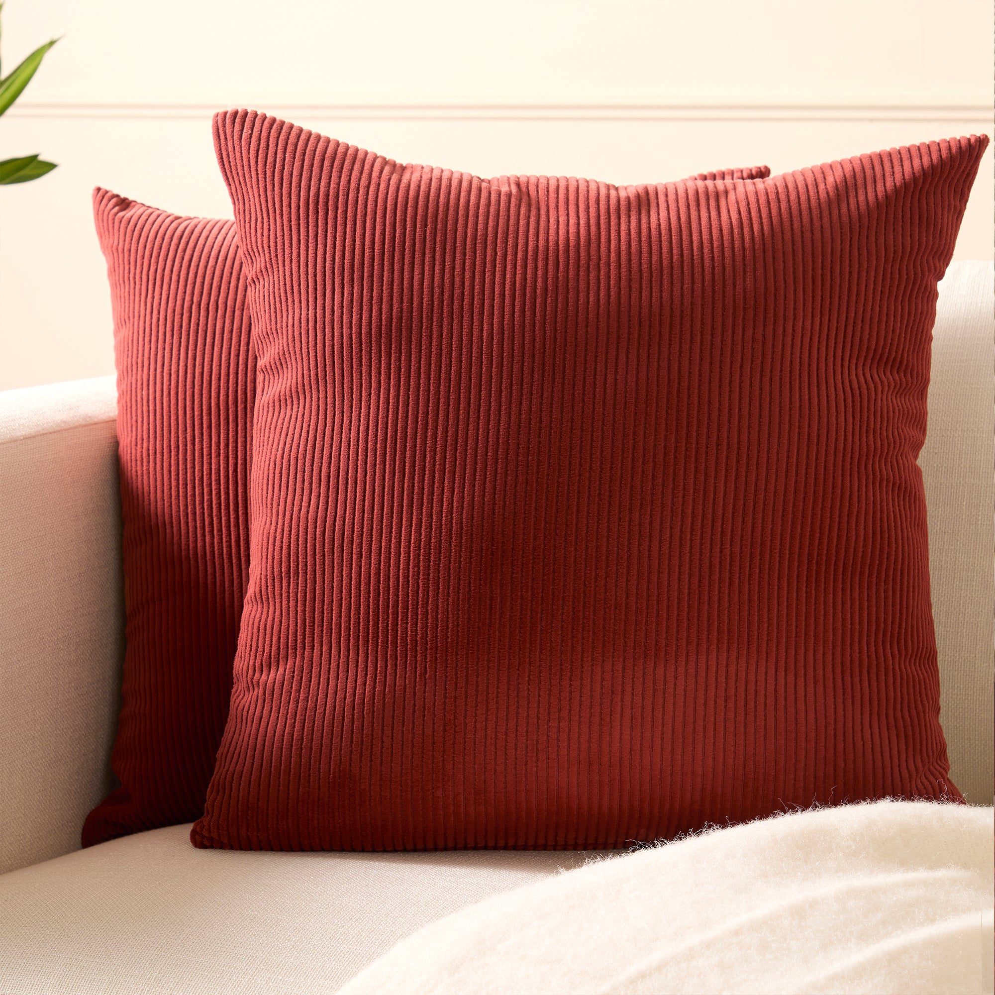 Corduroy Rust Brown Cushion Cover (Pack of 2)