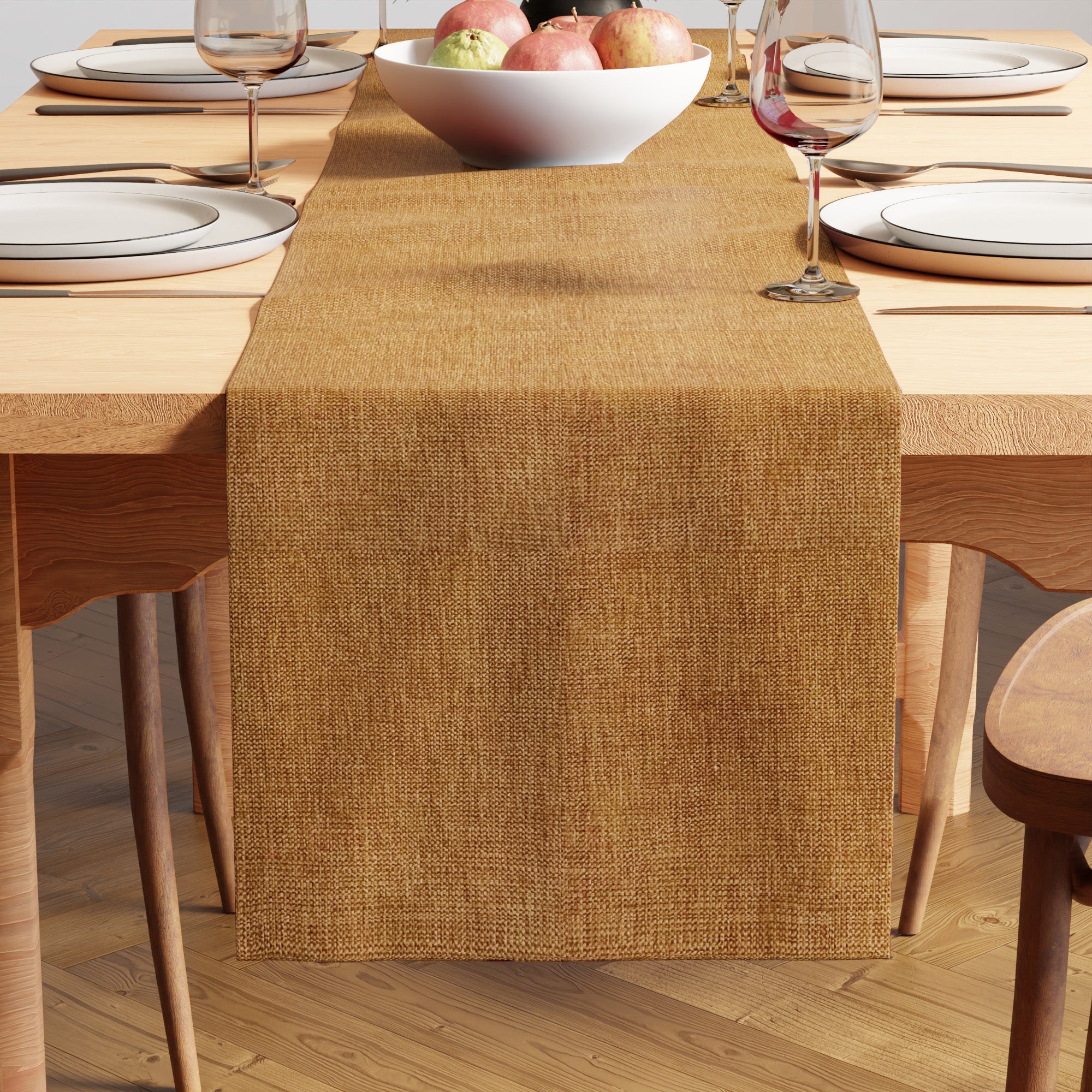 Chenille Mustard Table Runner