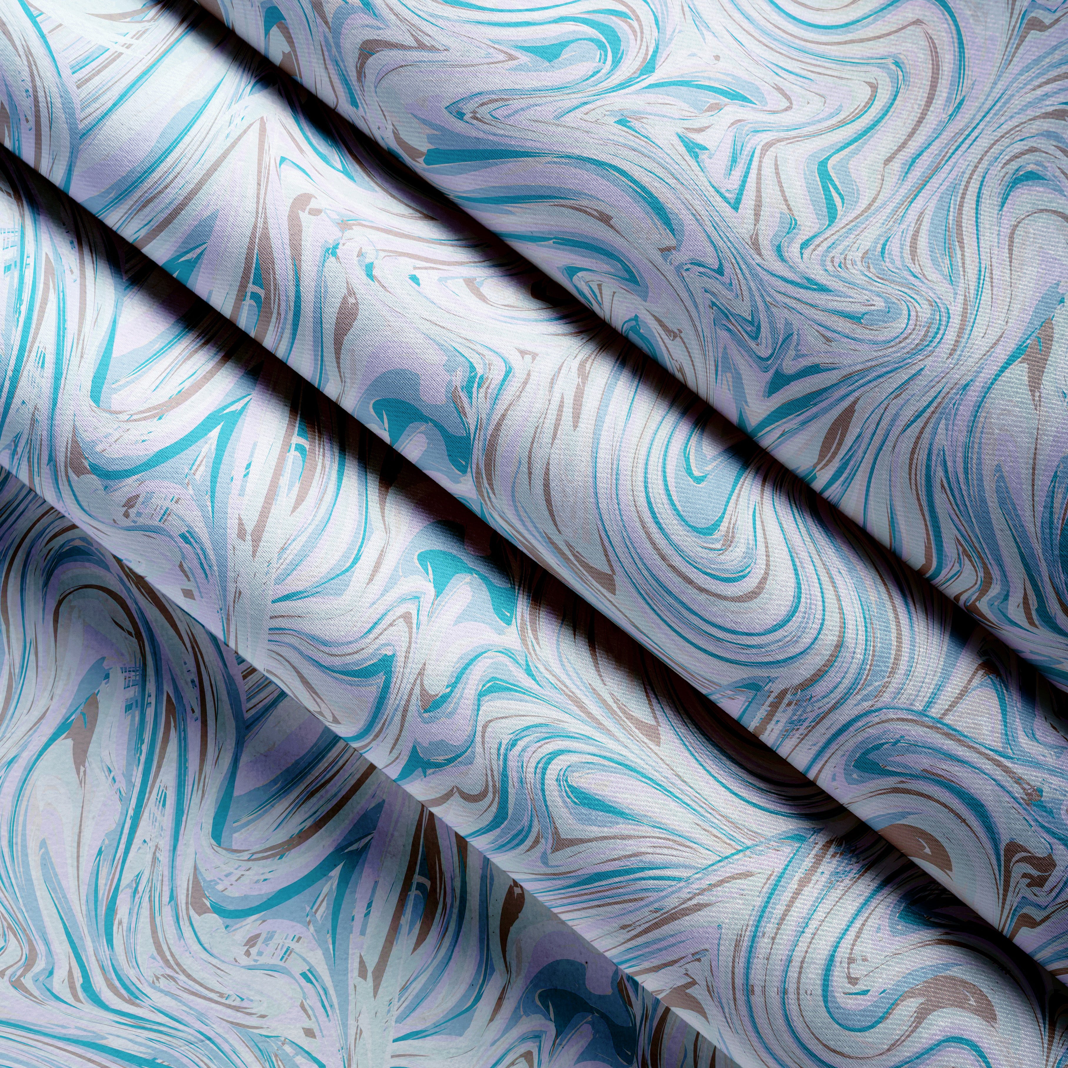 Blackout Polyester Marble Turq Fabric 1 Meter