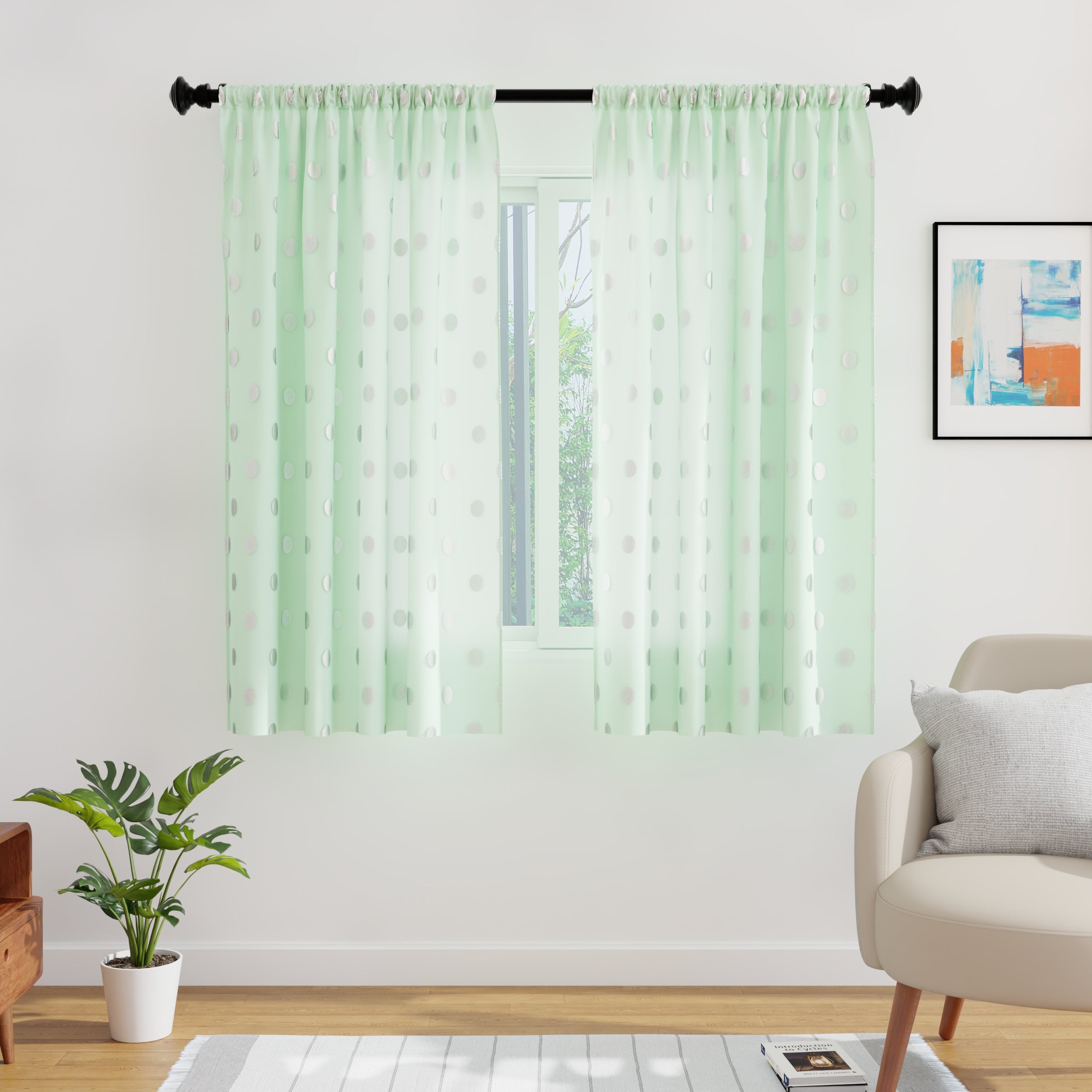 Micro Dollar Mint Curtain (Pack of 2)