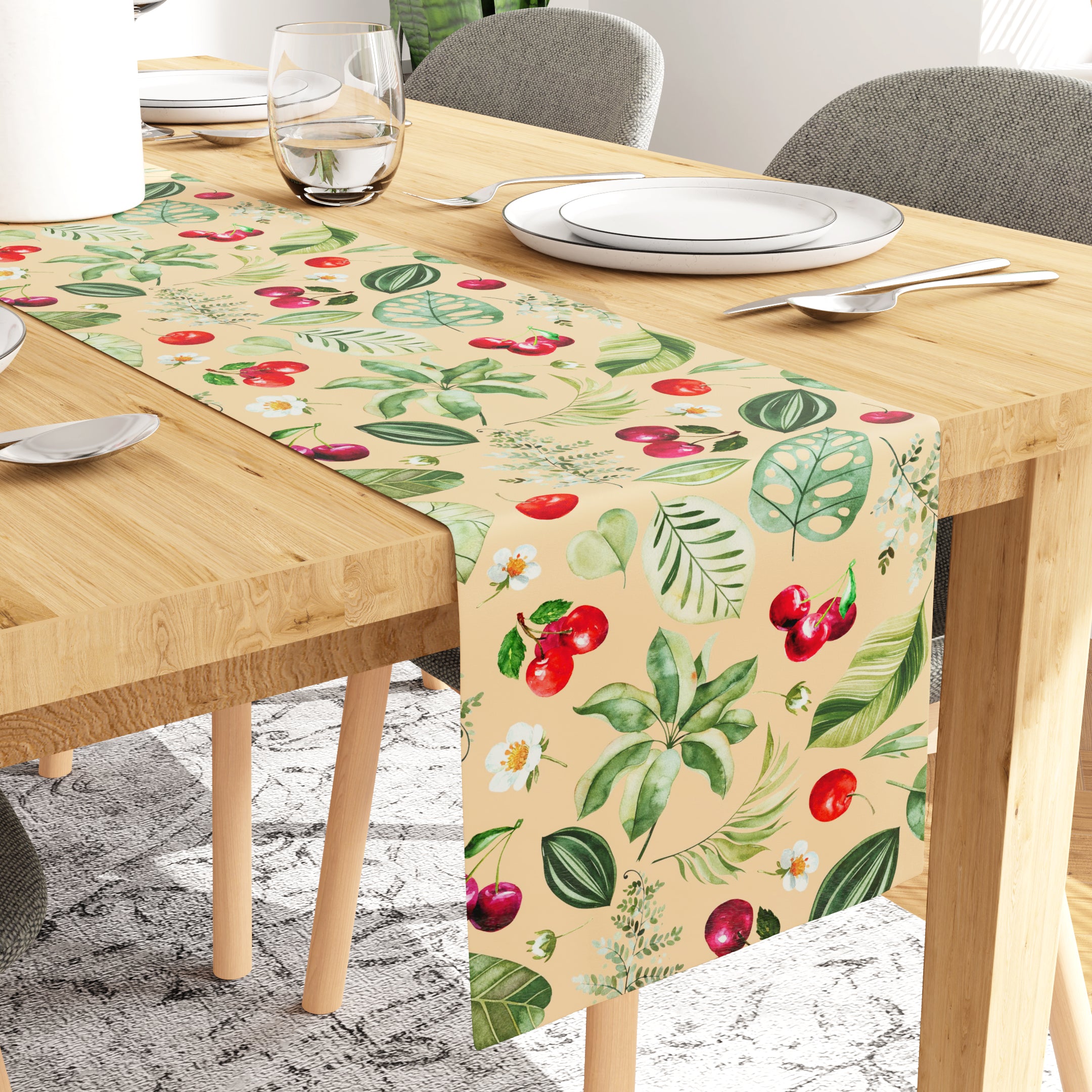 Water Repellent Polyester Cherry Table Runner (Pack of 1)
