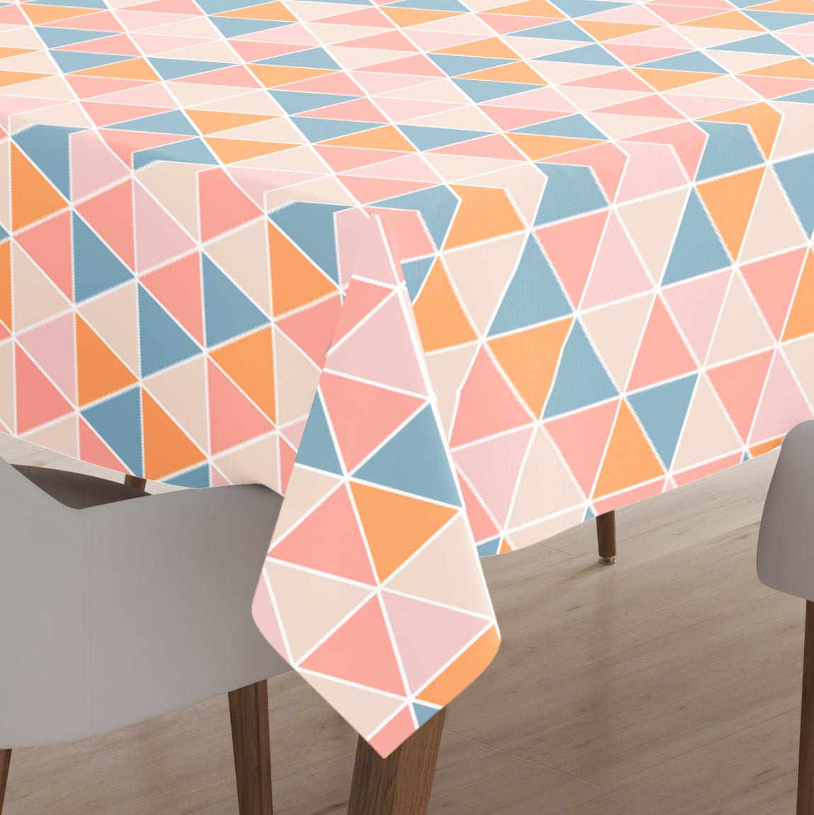 Polyester Big Triangles Apricot Table Cloth (Pack of 1)