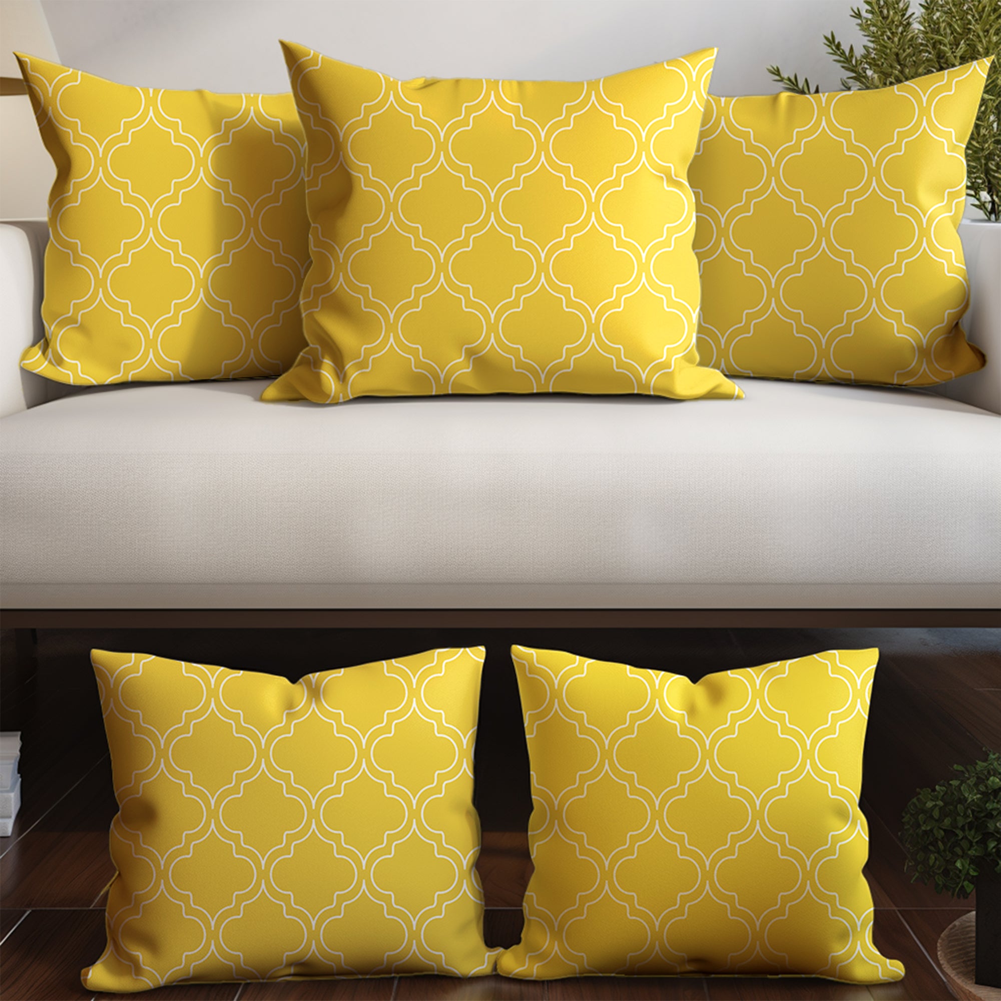 Micro Yellow Trellis Cushion Cover (Pack of 5)