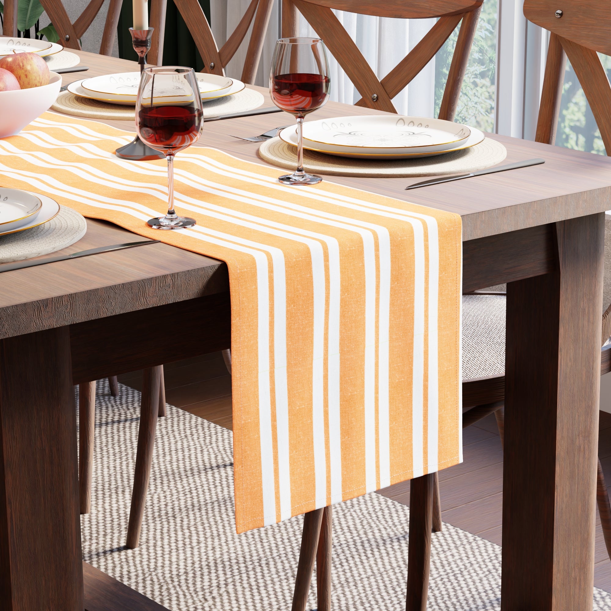 RC Yarn-Dyed Franca Yellow Stripes Table Runner (Pack of 1)