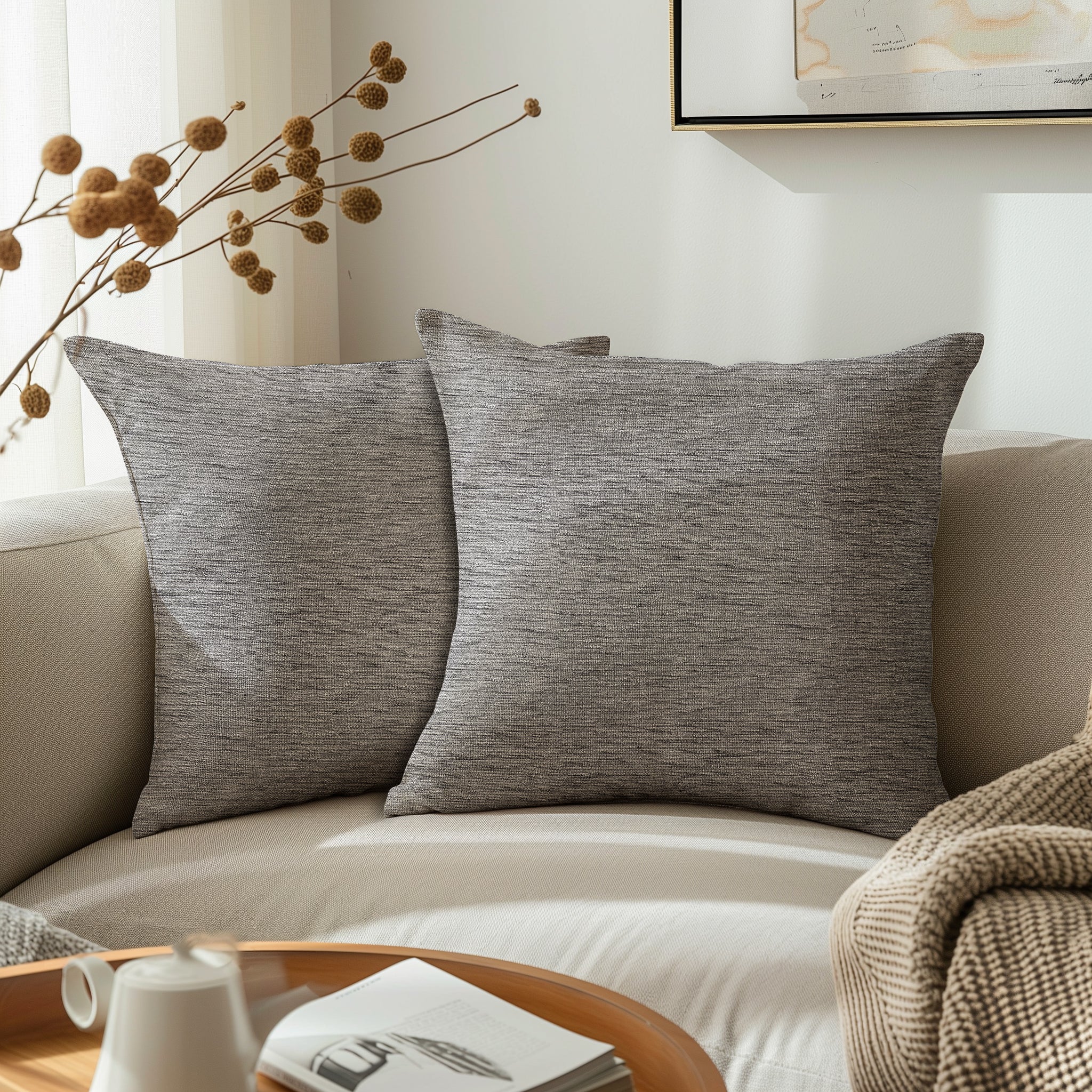 Chenille Silver Cushion Cover (Pack of 2)