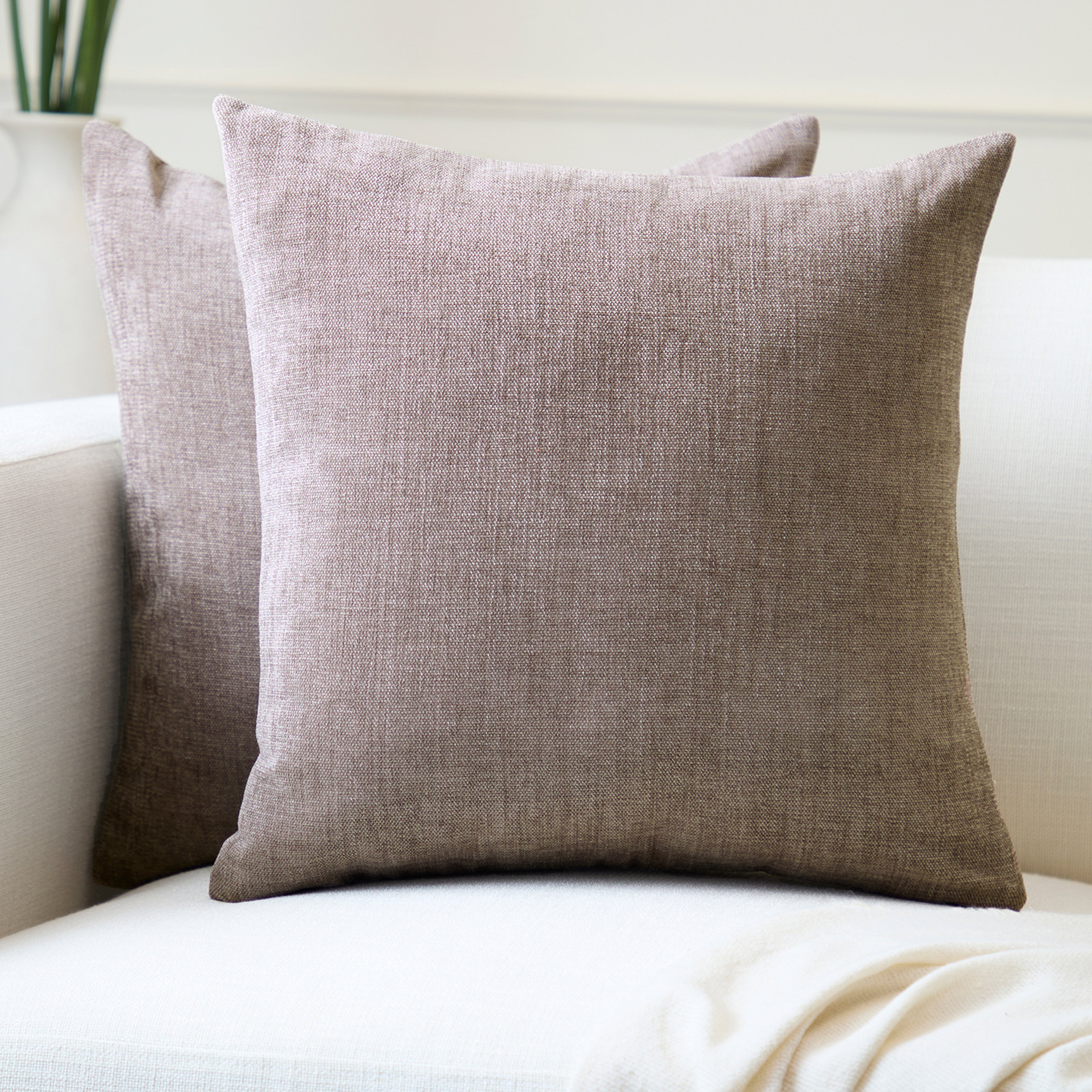 Chenille Dusty Brown Cushion Cover (Pack of 2)