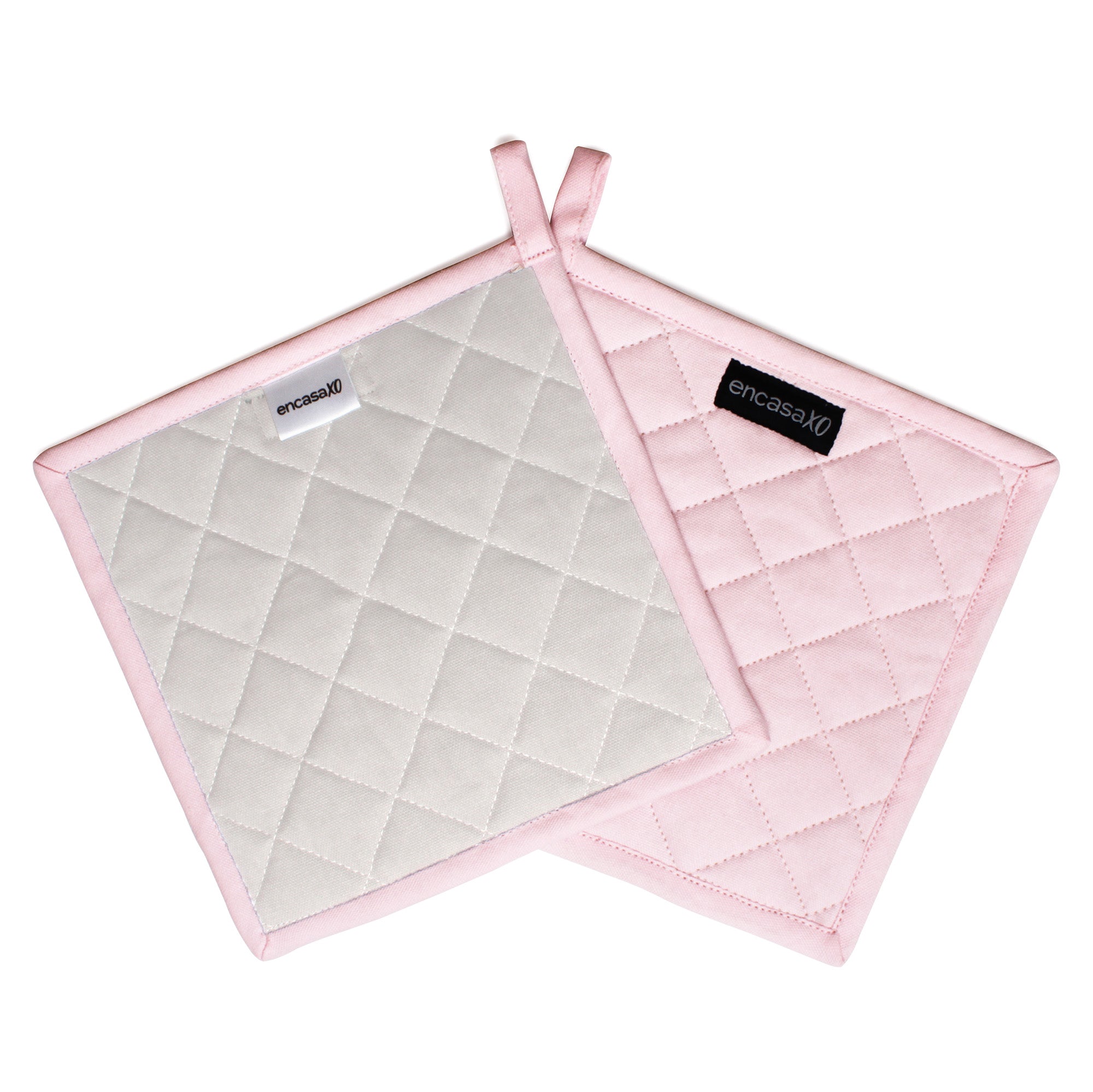Yarn Dyed Cotton Light Pink & Light Grey Potholder (Pack of 2)