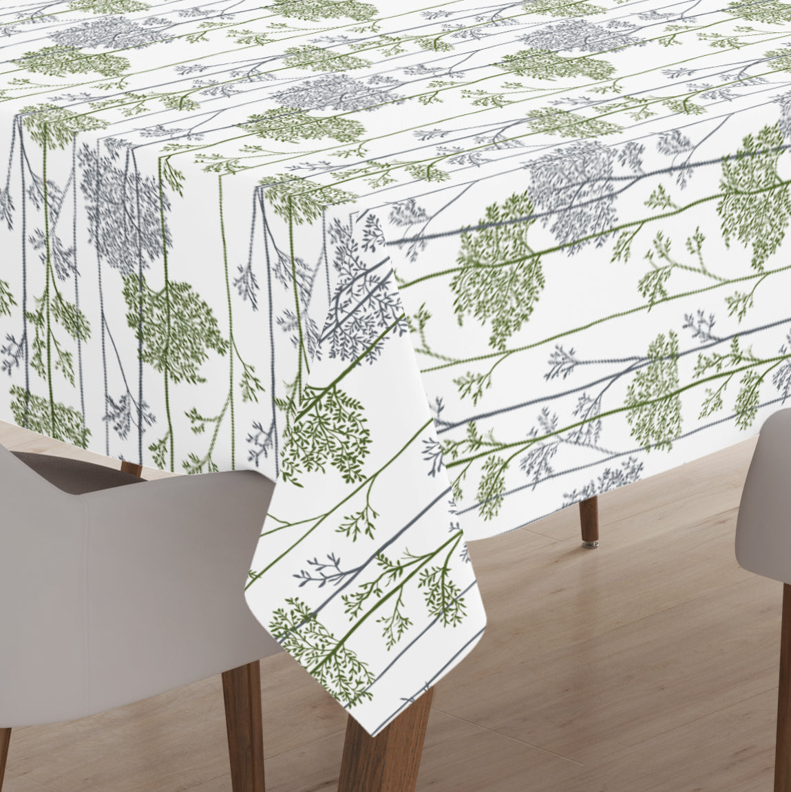 Polyester Green Branches Table Cloth (Pack of 1)