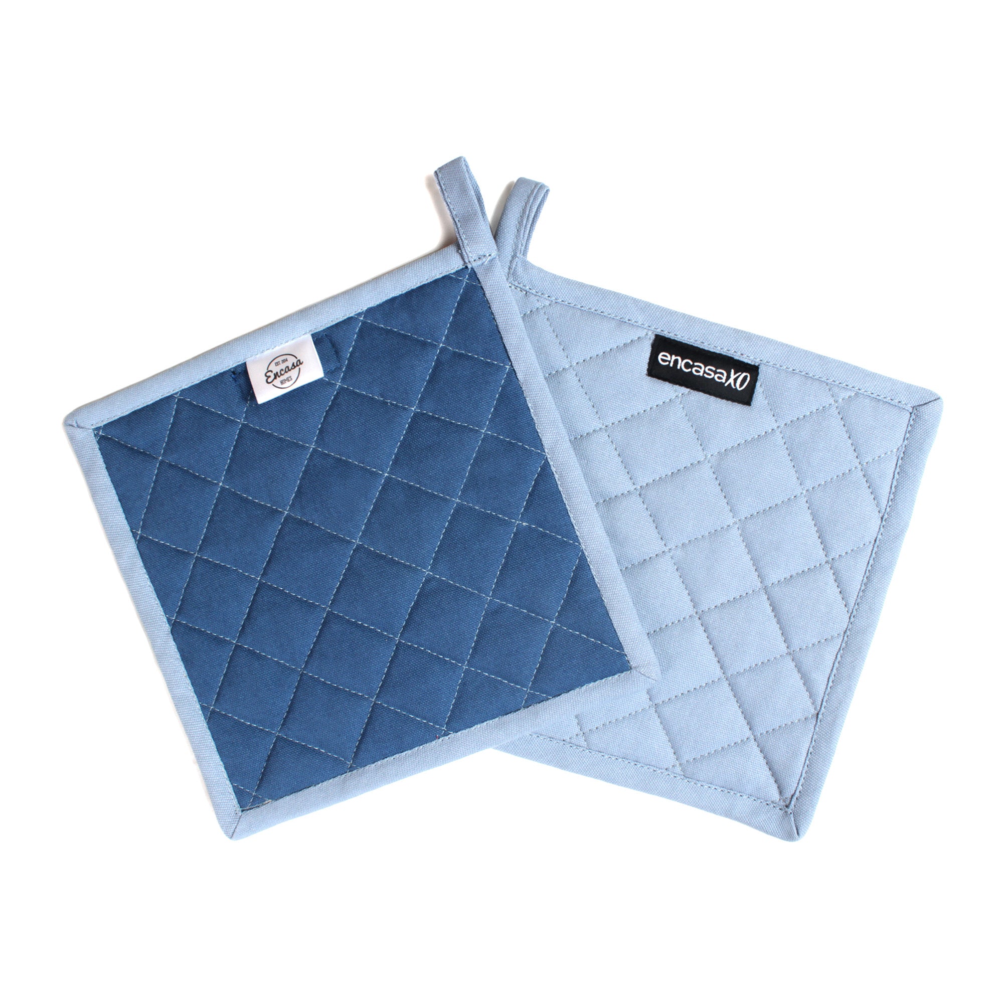 Yarn Dyed Cotton B Grey & Cobalt Blue Potholder (Pack of 2)