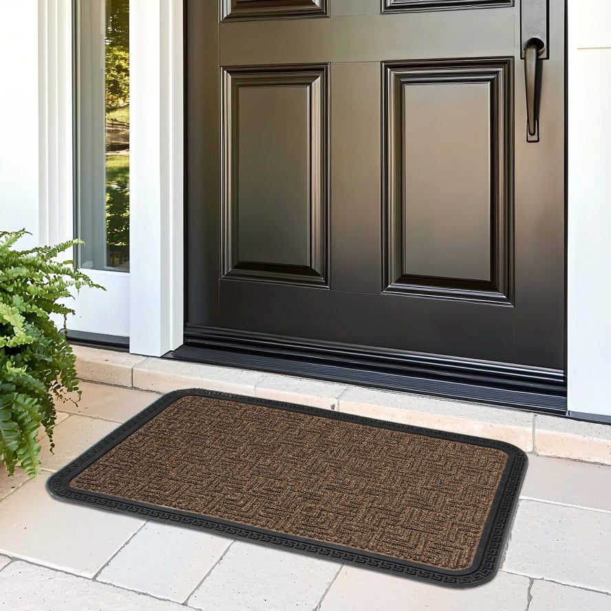 Polypropylene Main Door Entrance Mats Welcome Mat with Rubber Border | Anti Slip Rubber Backing | Ideal for Home, Outdoor, Balcony, Office | Pack of 1