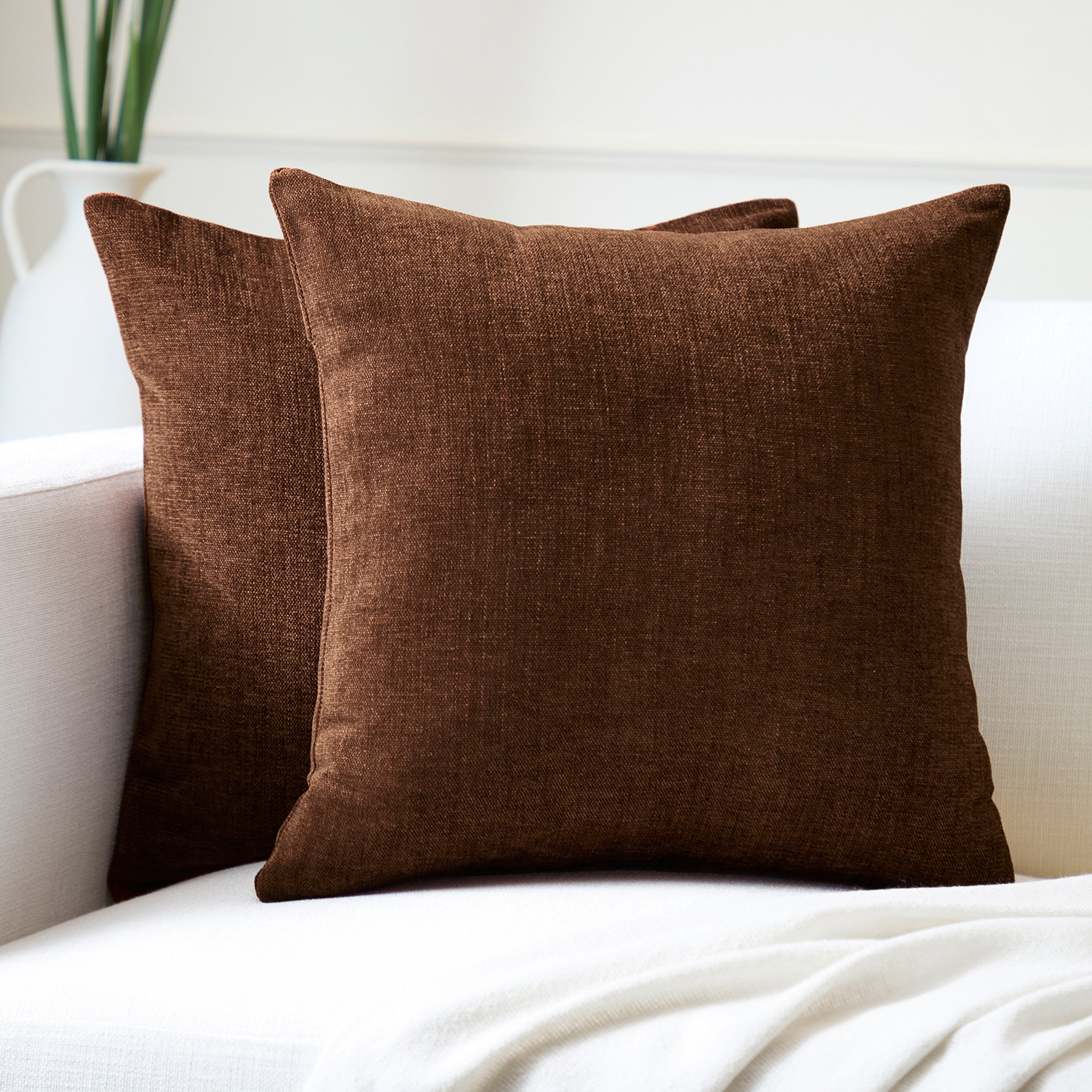 Chenille Chocolate Cushion Cover (Pack of 2)