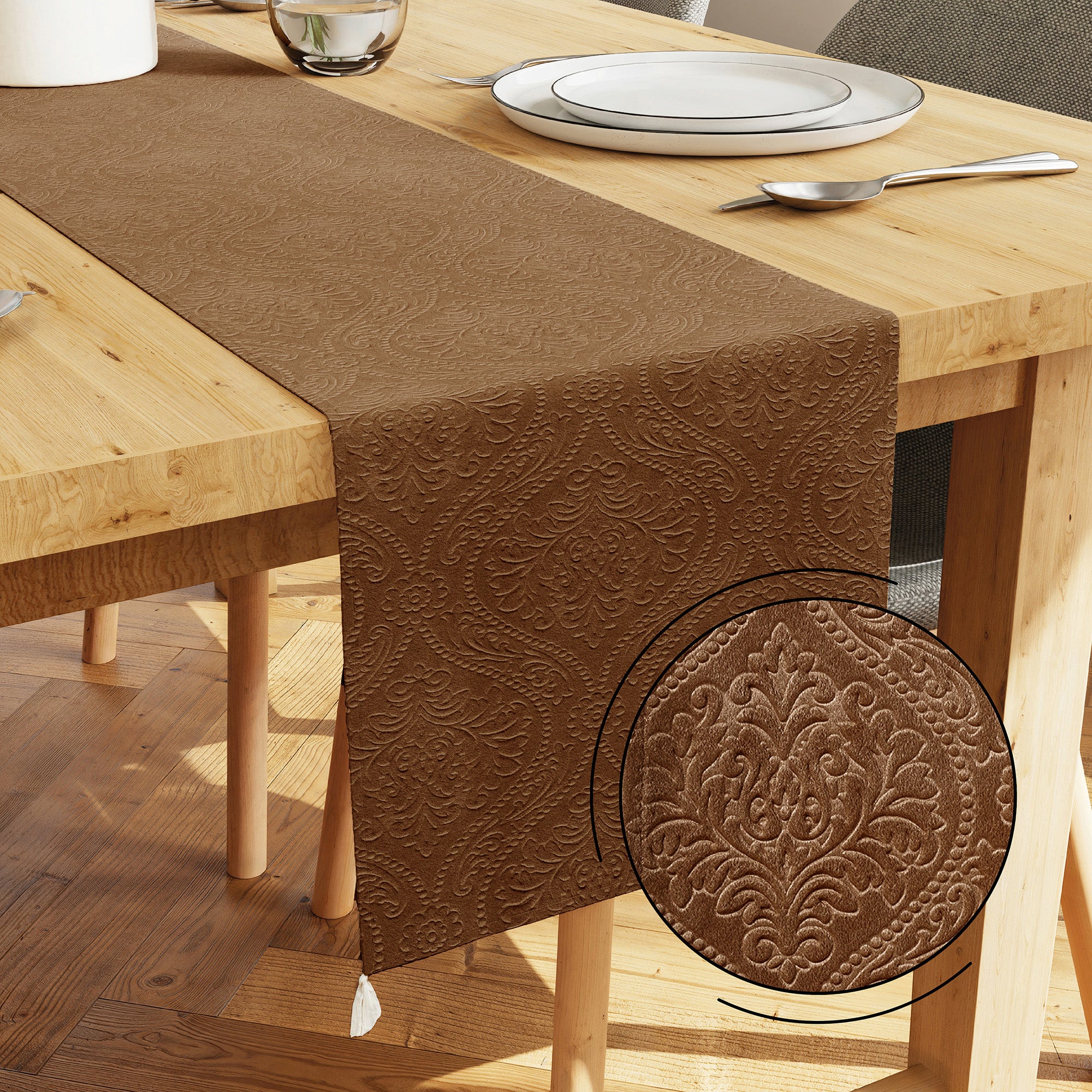 Embossed Velvet Coffee Table Runner