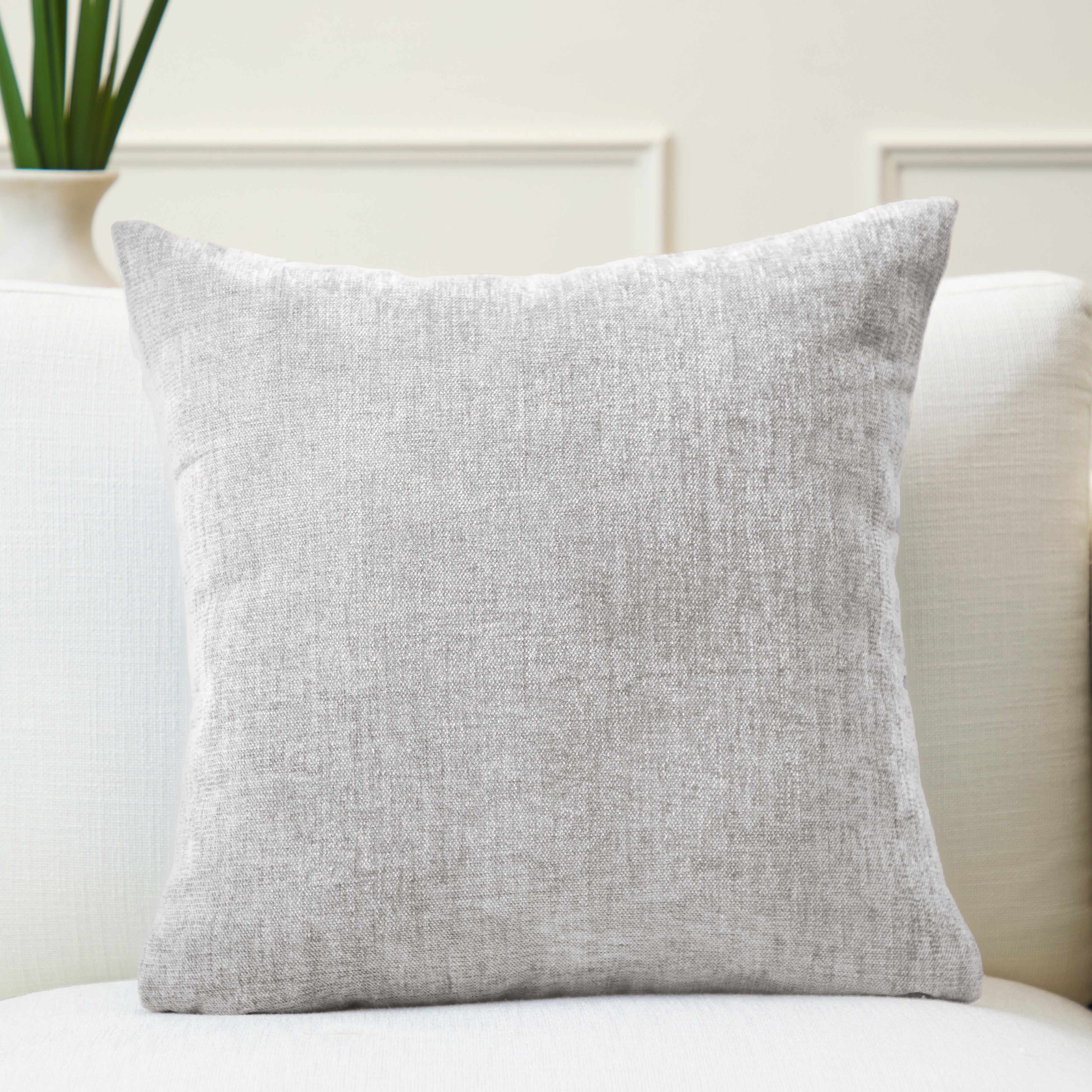 Chenille Solid Solid Light Grey Cushion Cover (Pack of 1)