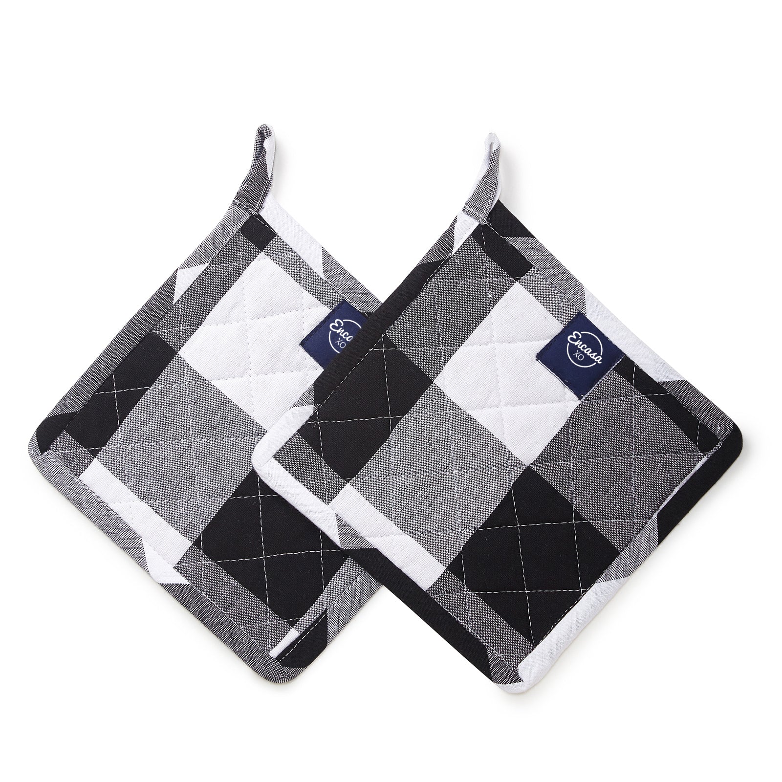 Cotton Buffalo Black Checks Pot Holders (Pack of 2)