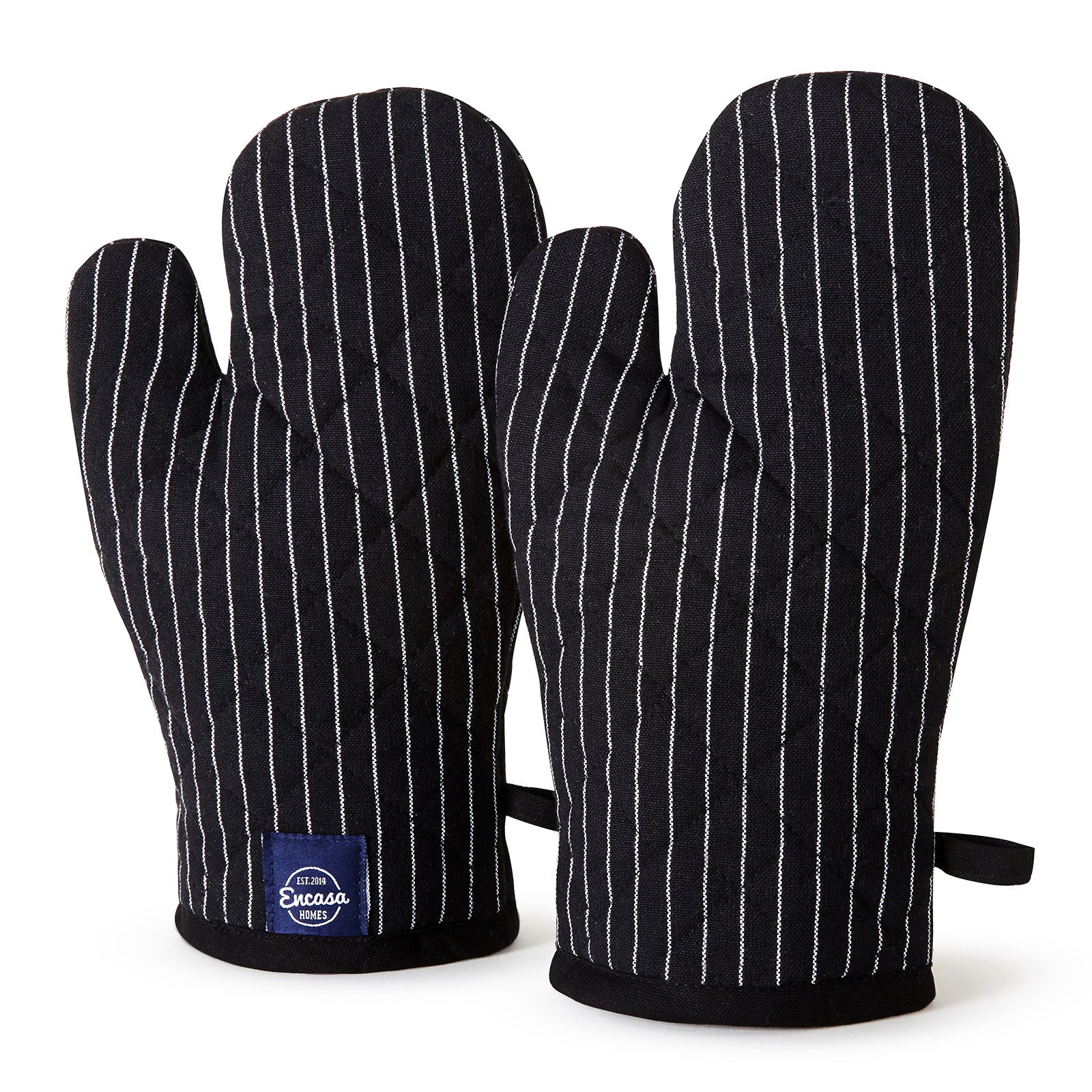 Cotton Butcher Stripes Black Oven Gloves (Pack of 2)