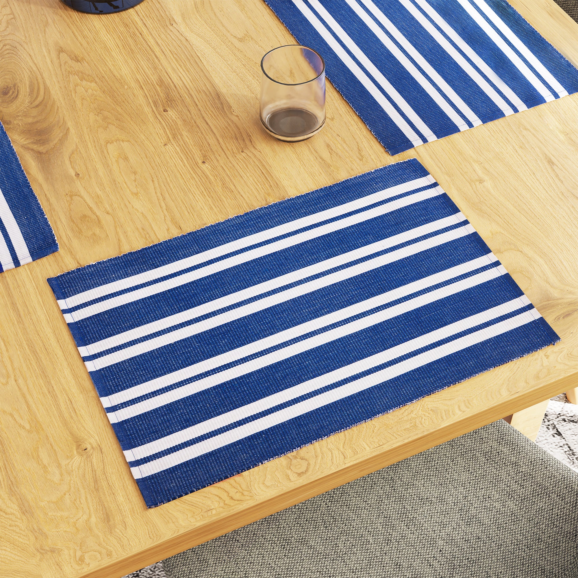 Cotton Franca Blue Stripes Placemat (Pack of 6)