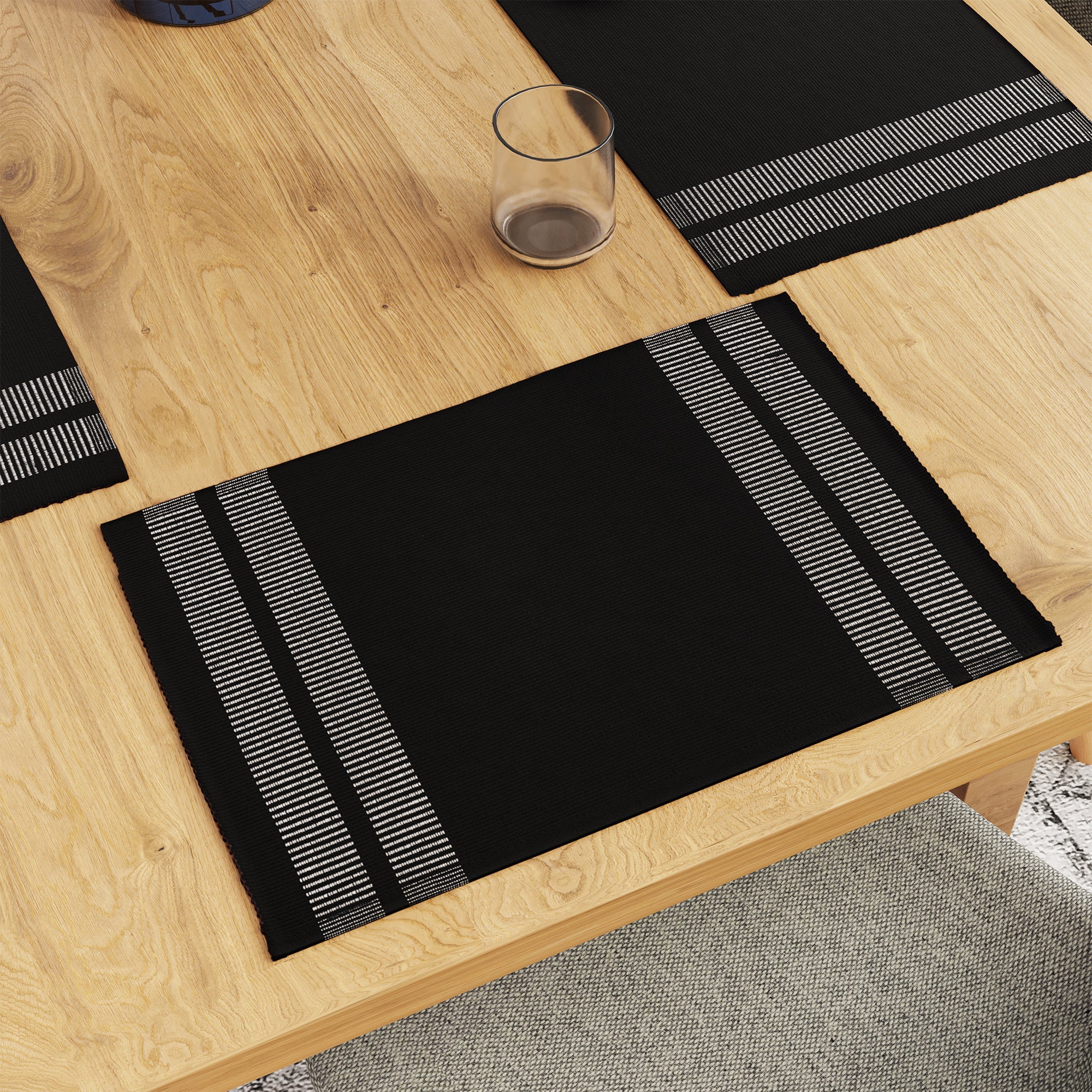 Cotton Ladder Black Placemat (Pack of 6)