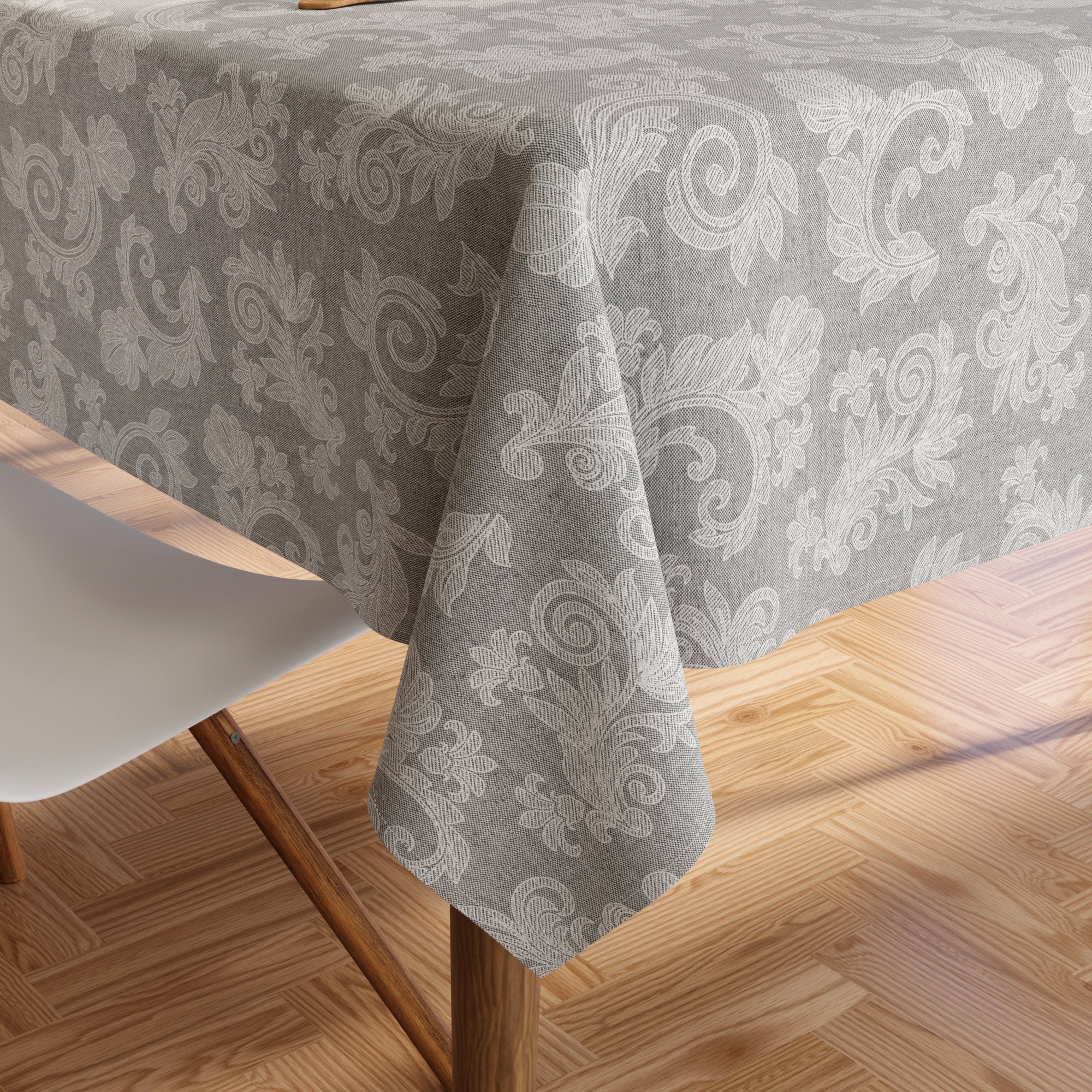 Cotton Grey Table Cloth (Pack of 1)