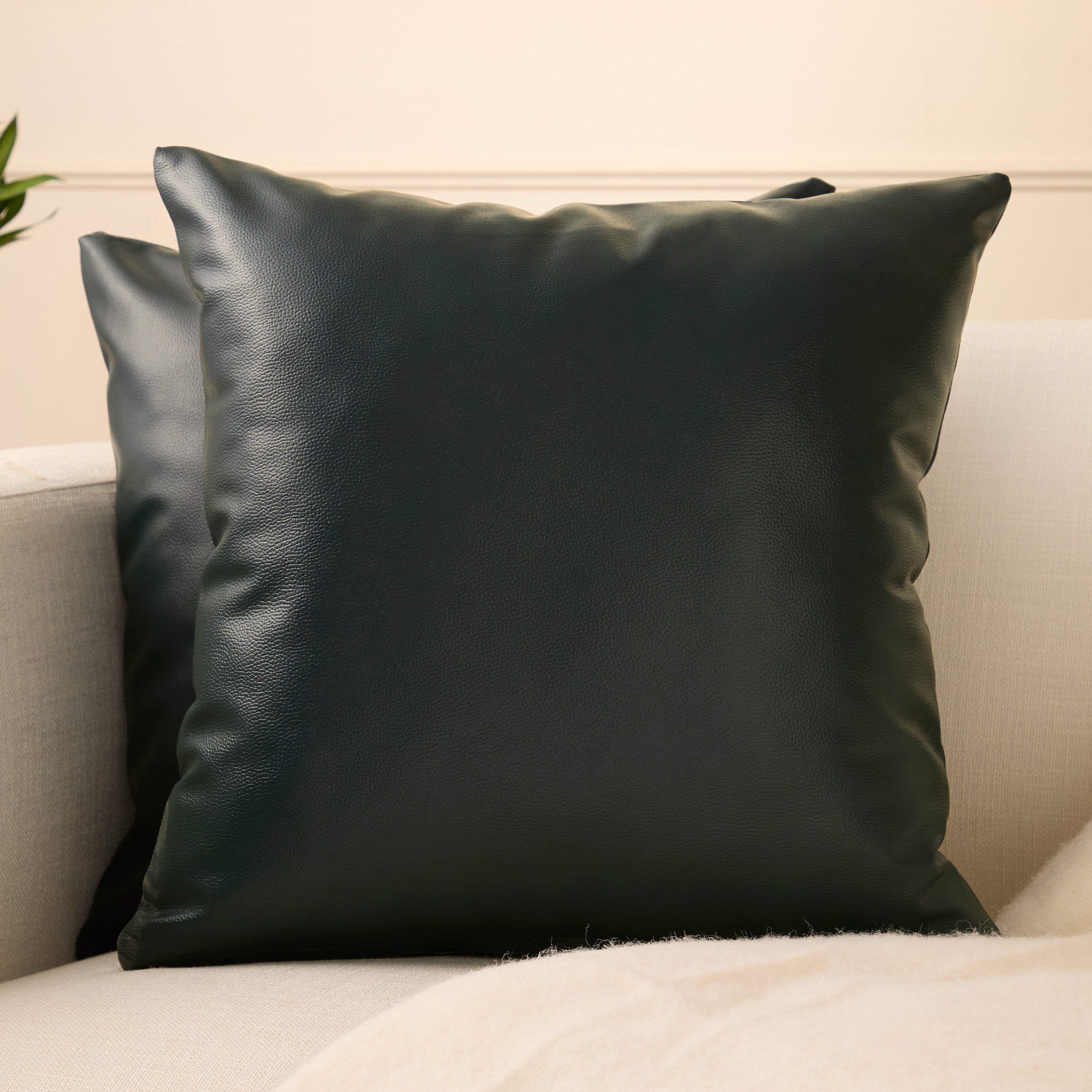 PVC Leather Green Cushion Cover (Pack of 2)