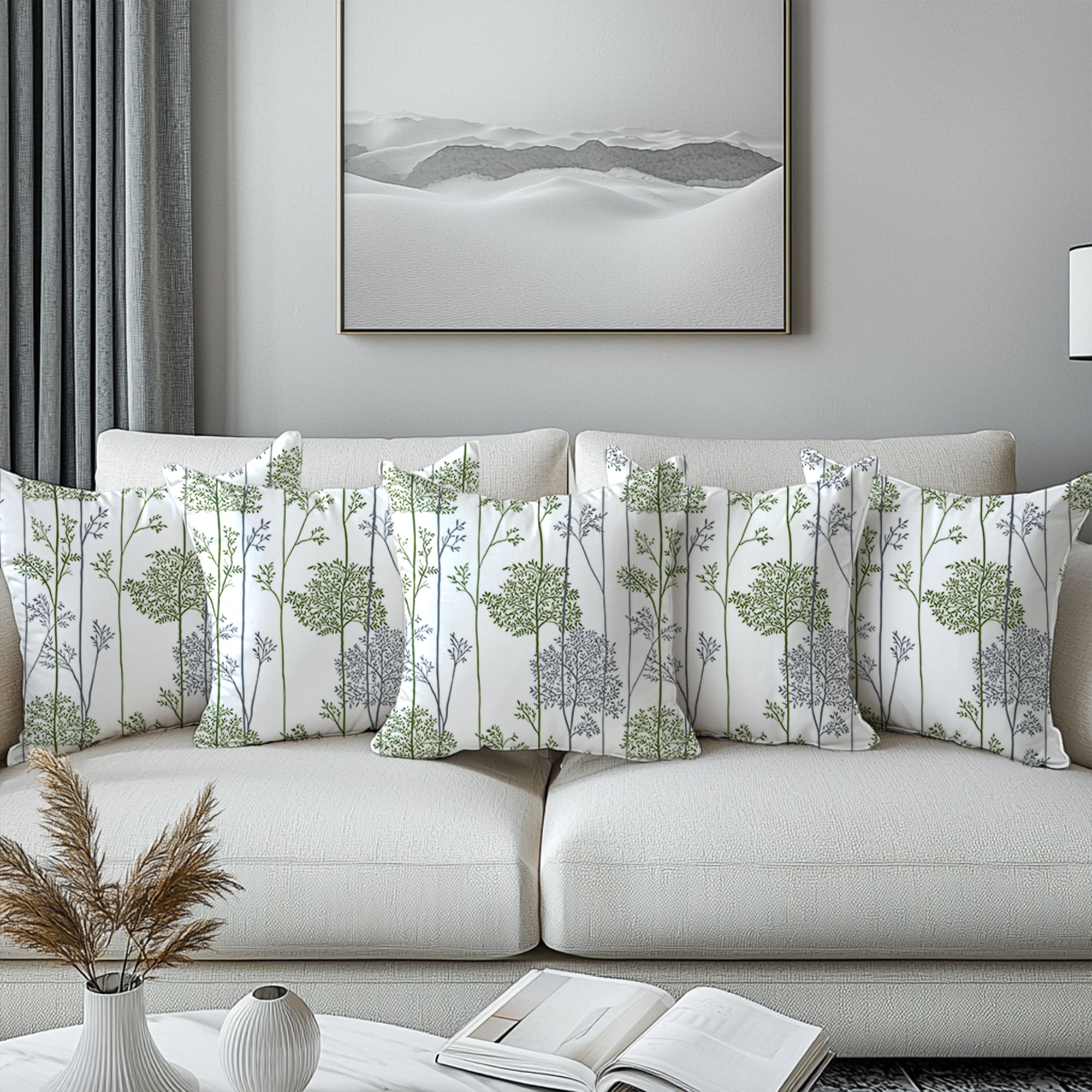 Micro Green Branches Cushion Cover