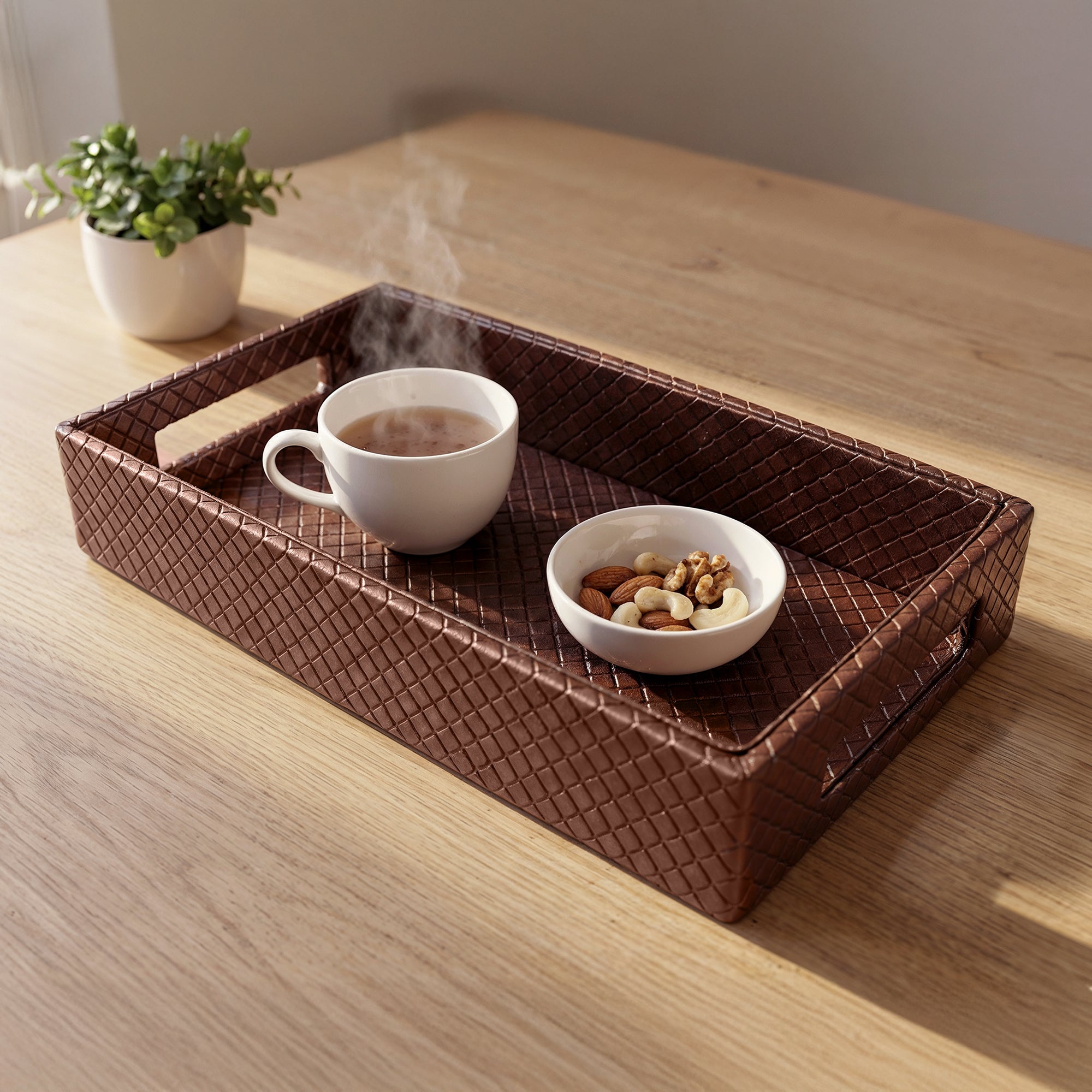 Leather Copper Leather Serving Tray