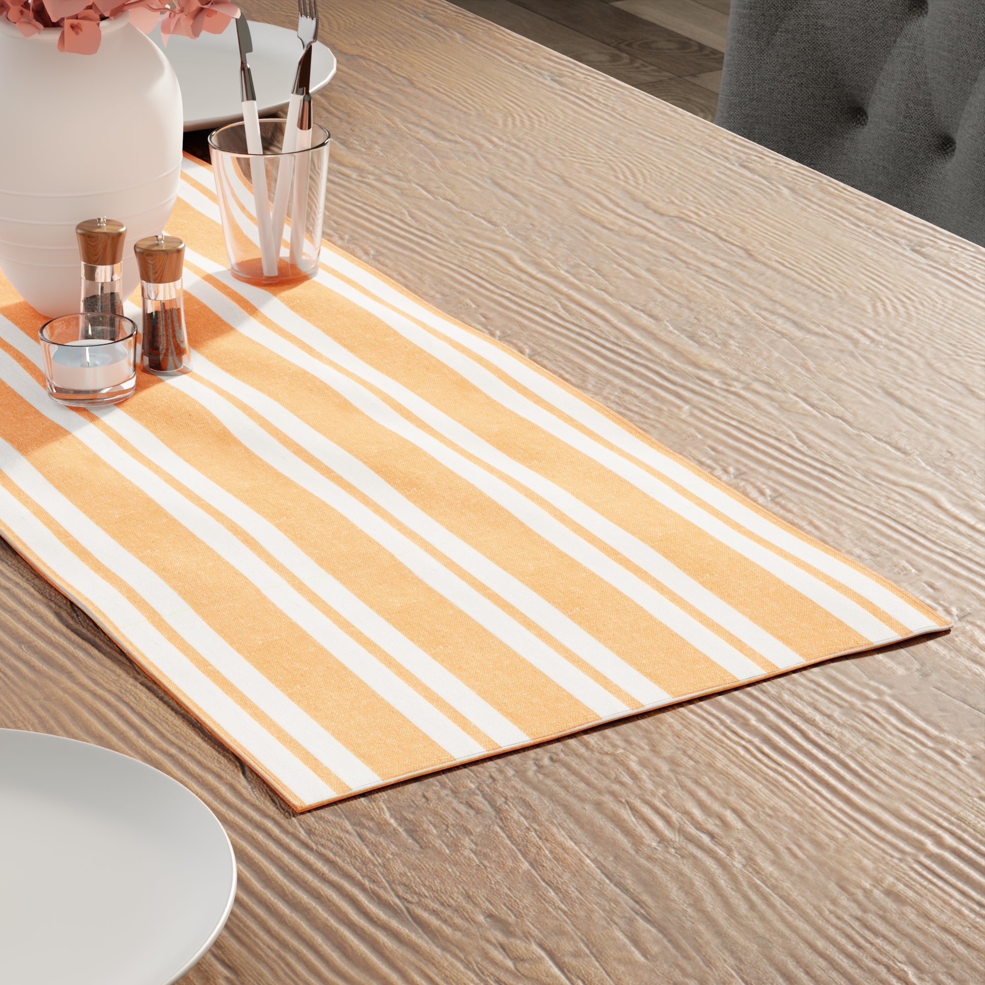 Cotton Canvas Franca Yellow Stripes Table Runner