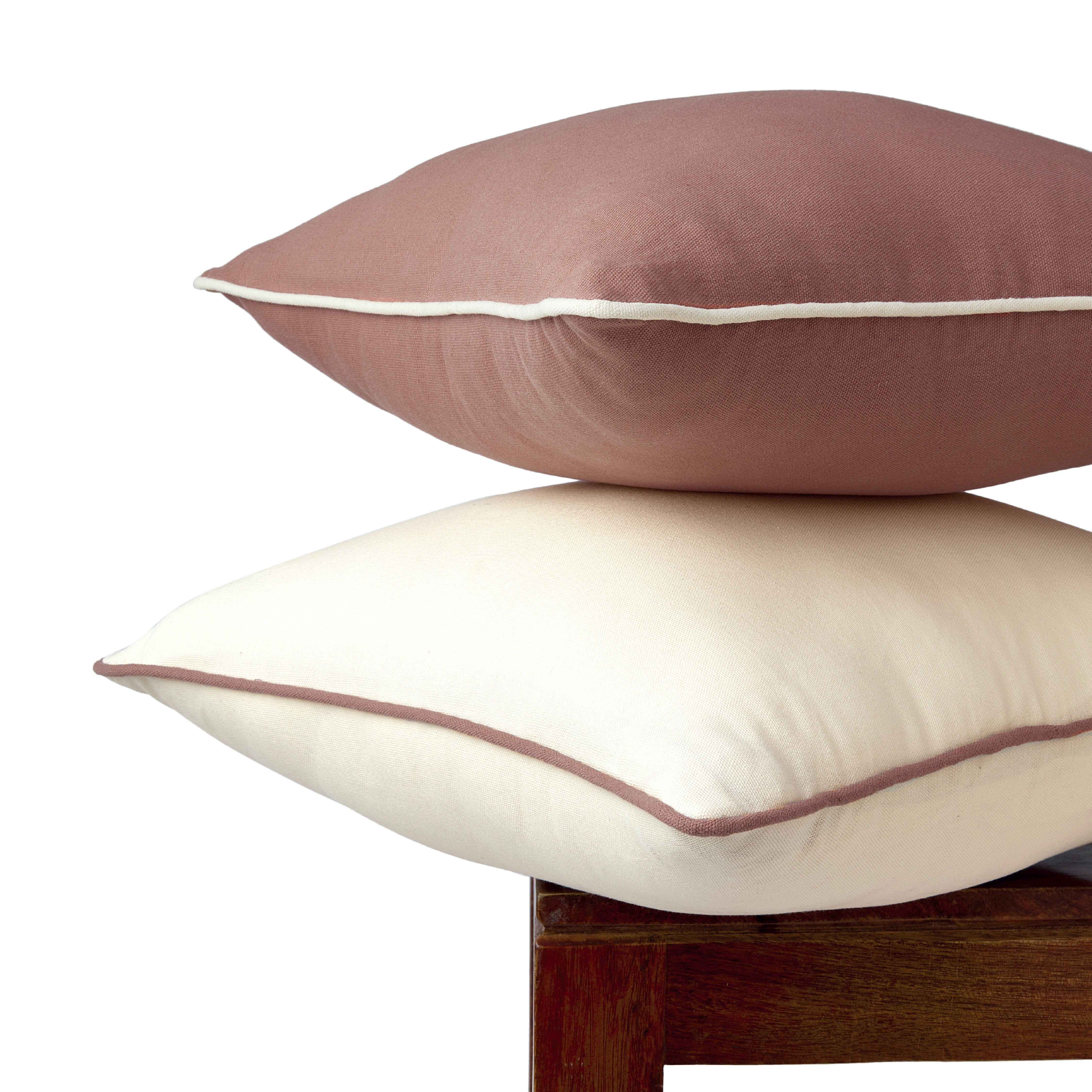 Cotton Tan with Natural Cushion Cover (Pack of 2)