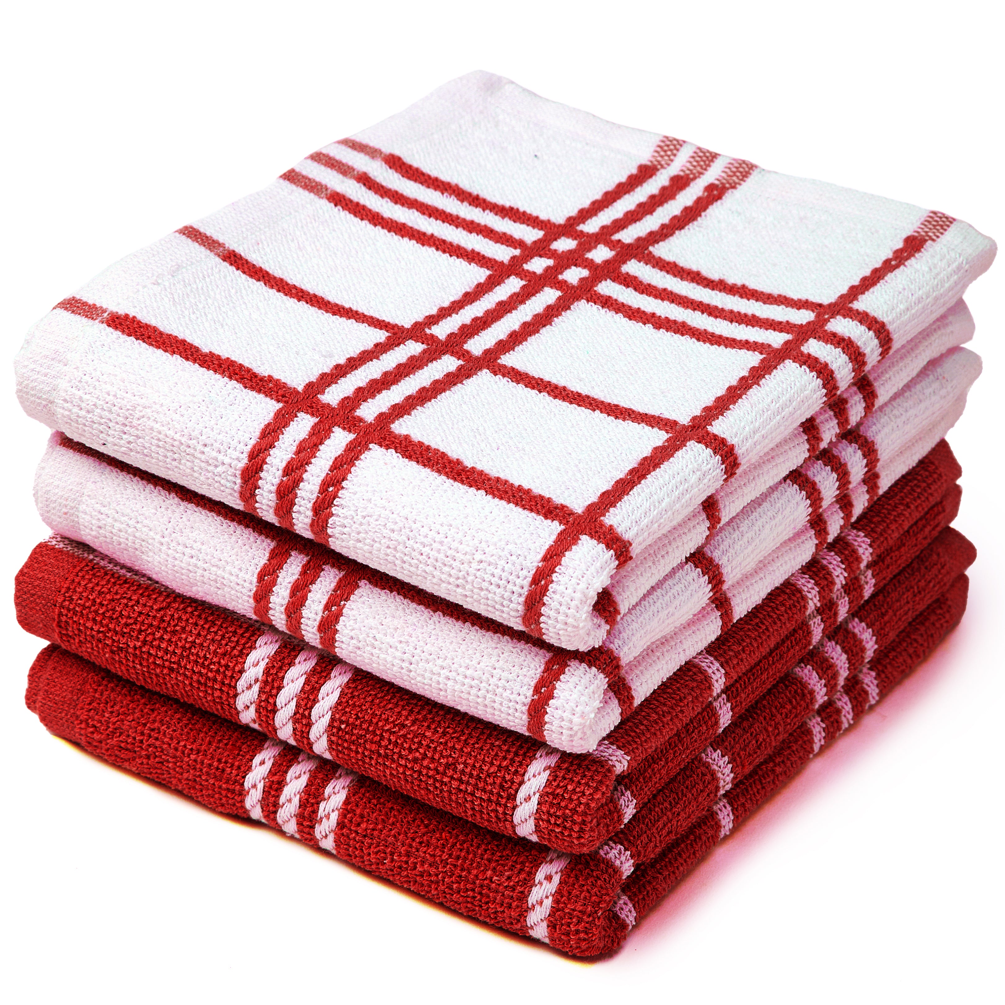 Cotton Red Terry Kitchen Towel (Pack of 4)