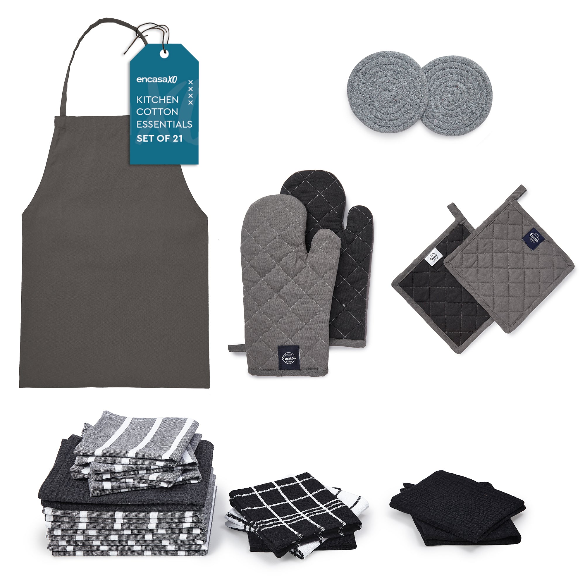 Cotton Grey Combo Kitchen Set (Pack of 21)