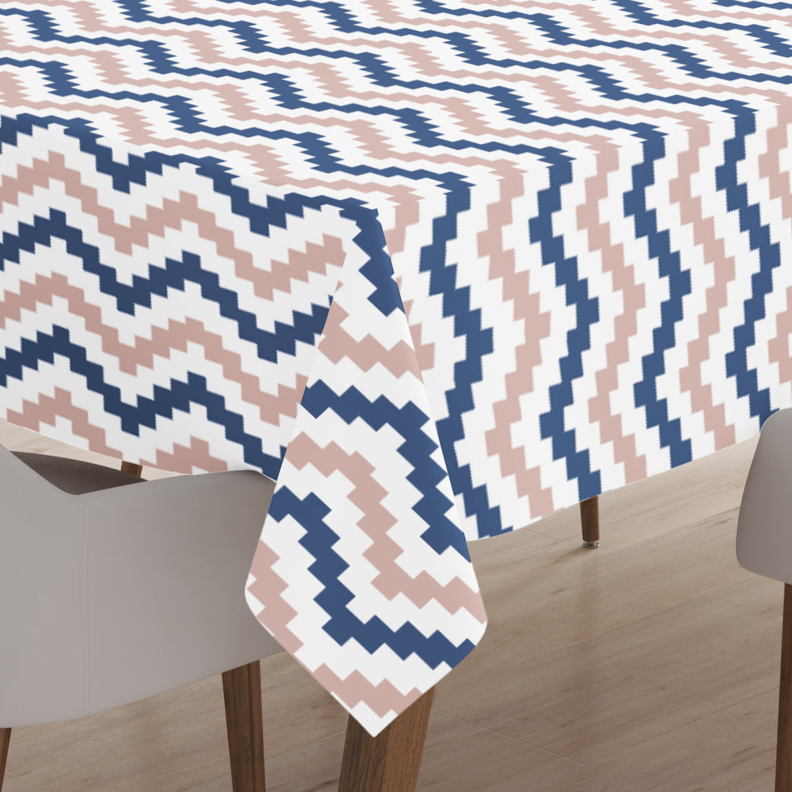 Polyester Chevron Blue Table Cloth (Pack of 1)