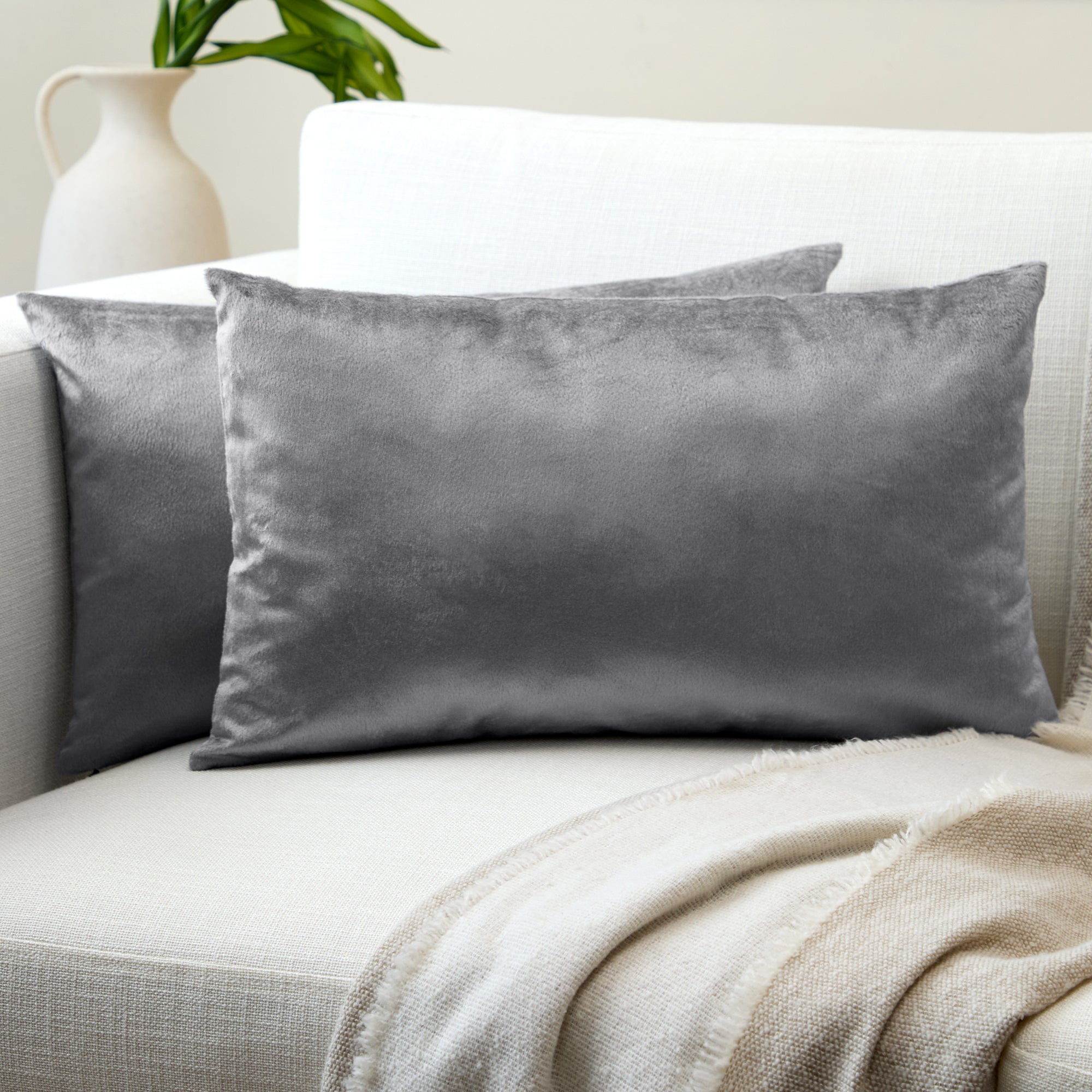 Velvet Grey Cushion Cover